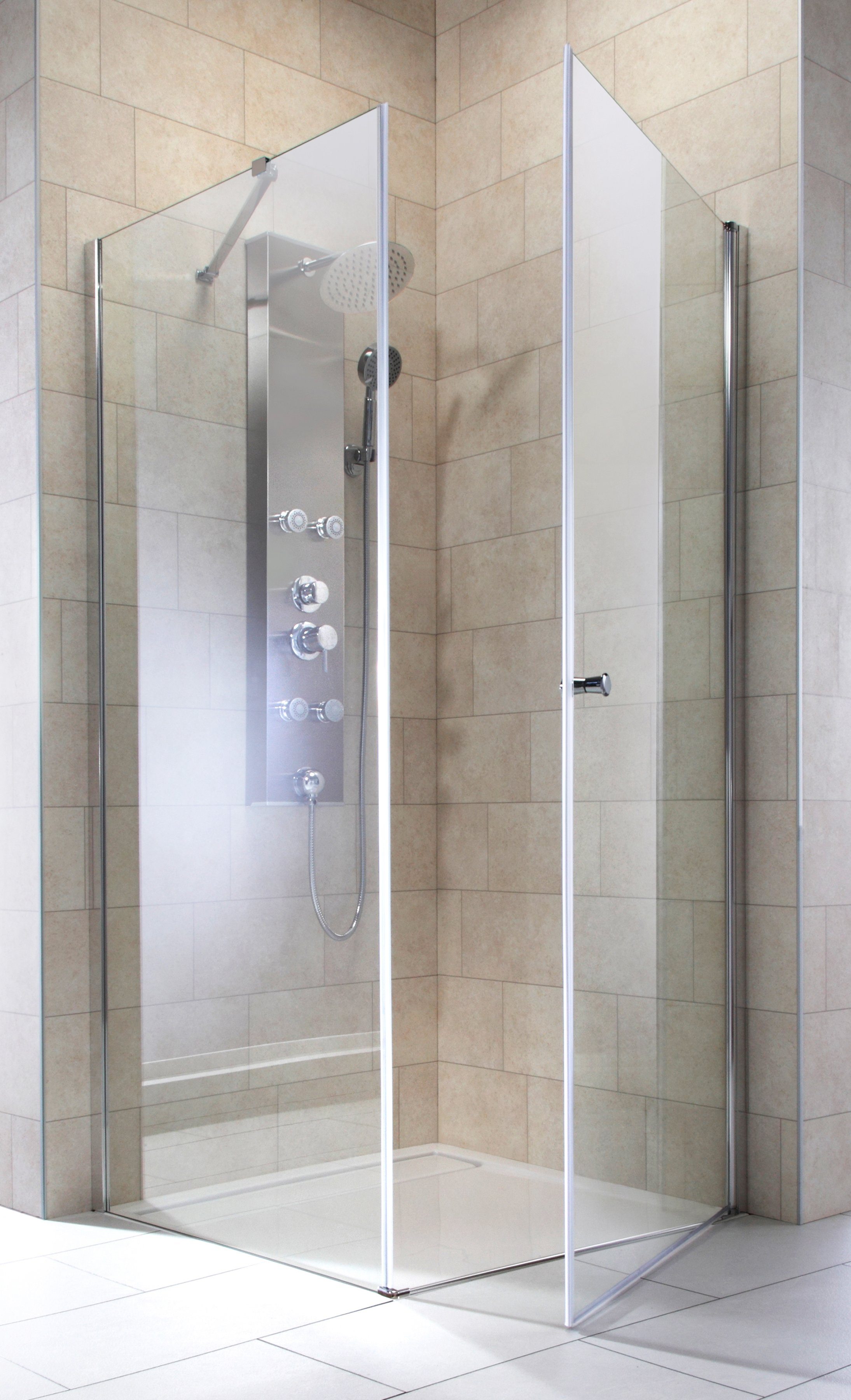 welltime Eckdusche Florenz 2.1, BxT: 90x90 cm, Sicherheitsglas, Hebe-Senk-M günstig online kaufen