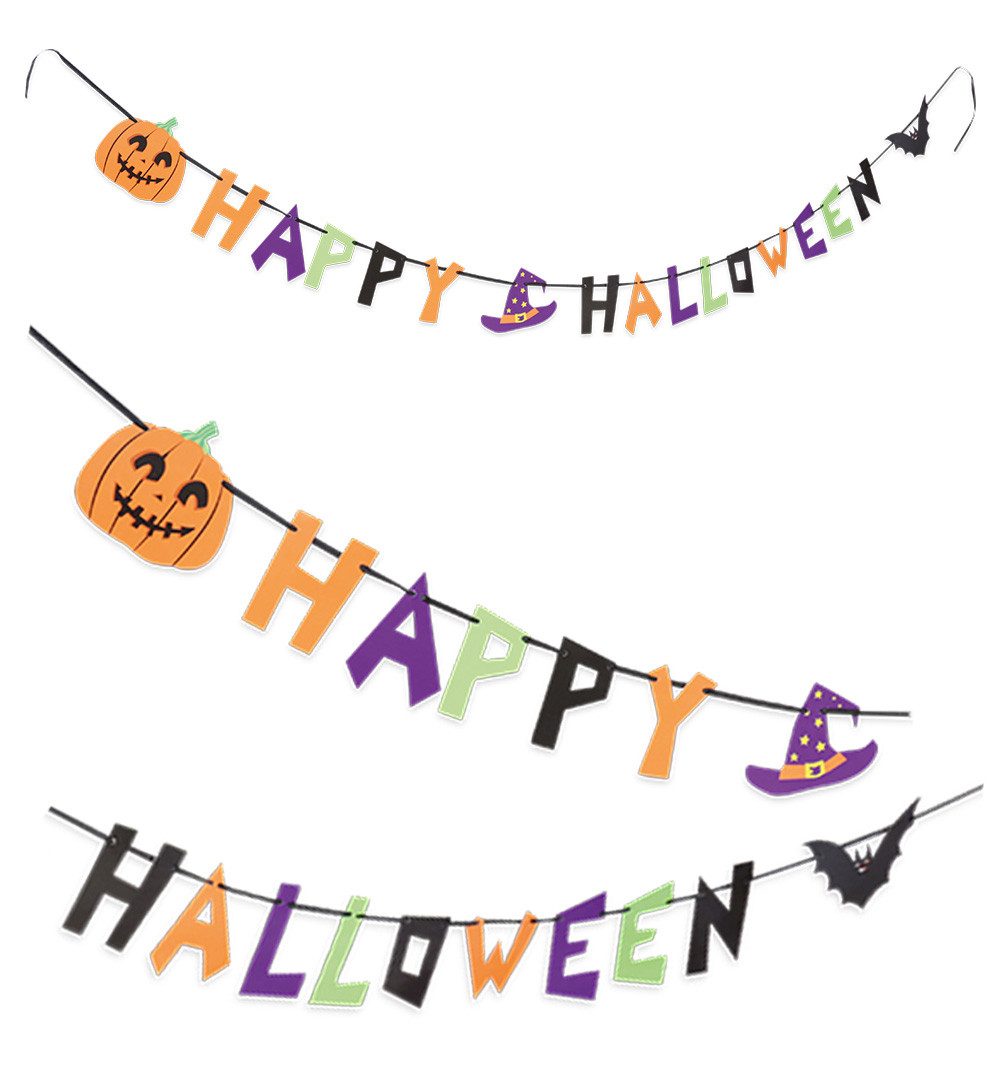 Fries Girlande 2,5 Meter Girlande Happy Halloween Bunt Karneval Fasching, 250 cm lang