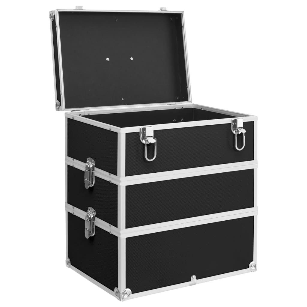 vidaXL Kosmetikkoffer Kosmetikkoffer 37x24x40 cm Schwarz Aluminium (1-tlg) – Bild 4 von 5