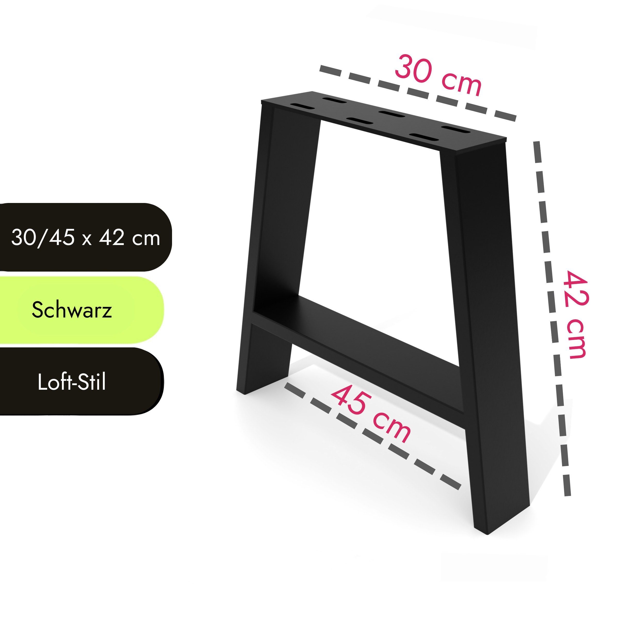 2 - Projekt Tischbein Masters schwarz Dein für cm Tischbeine DIY 30/45x42 - Sitzbank Decor - NOGGI I A-Form, Möbelkufen Home