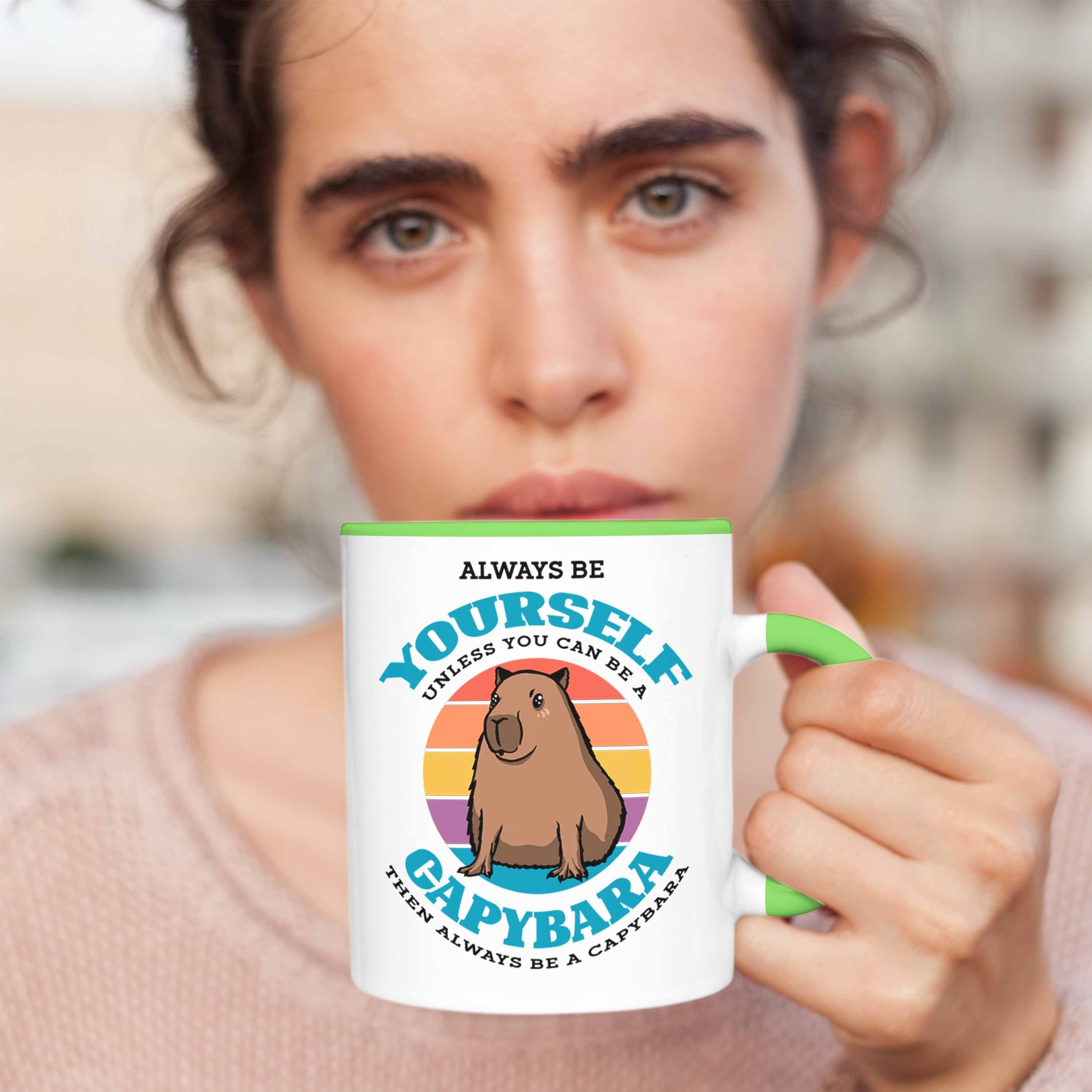 Geschenk Grün Geschenkidee Tasse Trendation Capybara Capybara-Spruch für Liebhaber Tasse