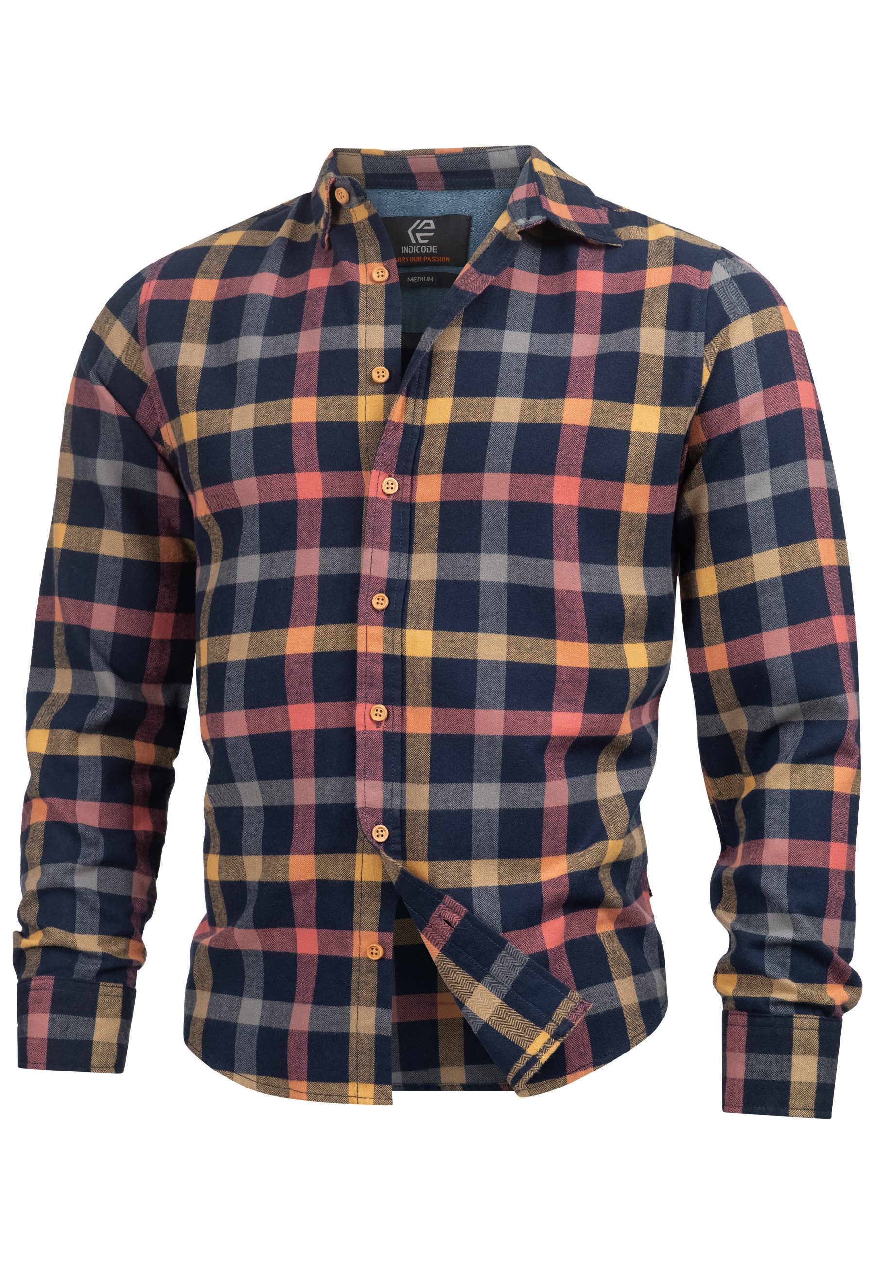Indicode Langarmhemd Herren Riverside Herrenhemd Langarm Langarmhemd mit Bu günstig online kaufen