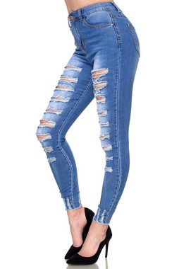 Elara Slim-fit-Jeans Elara Damen Jeans Destroyed Zerrissen (1-tlg)