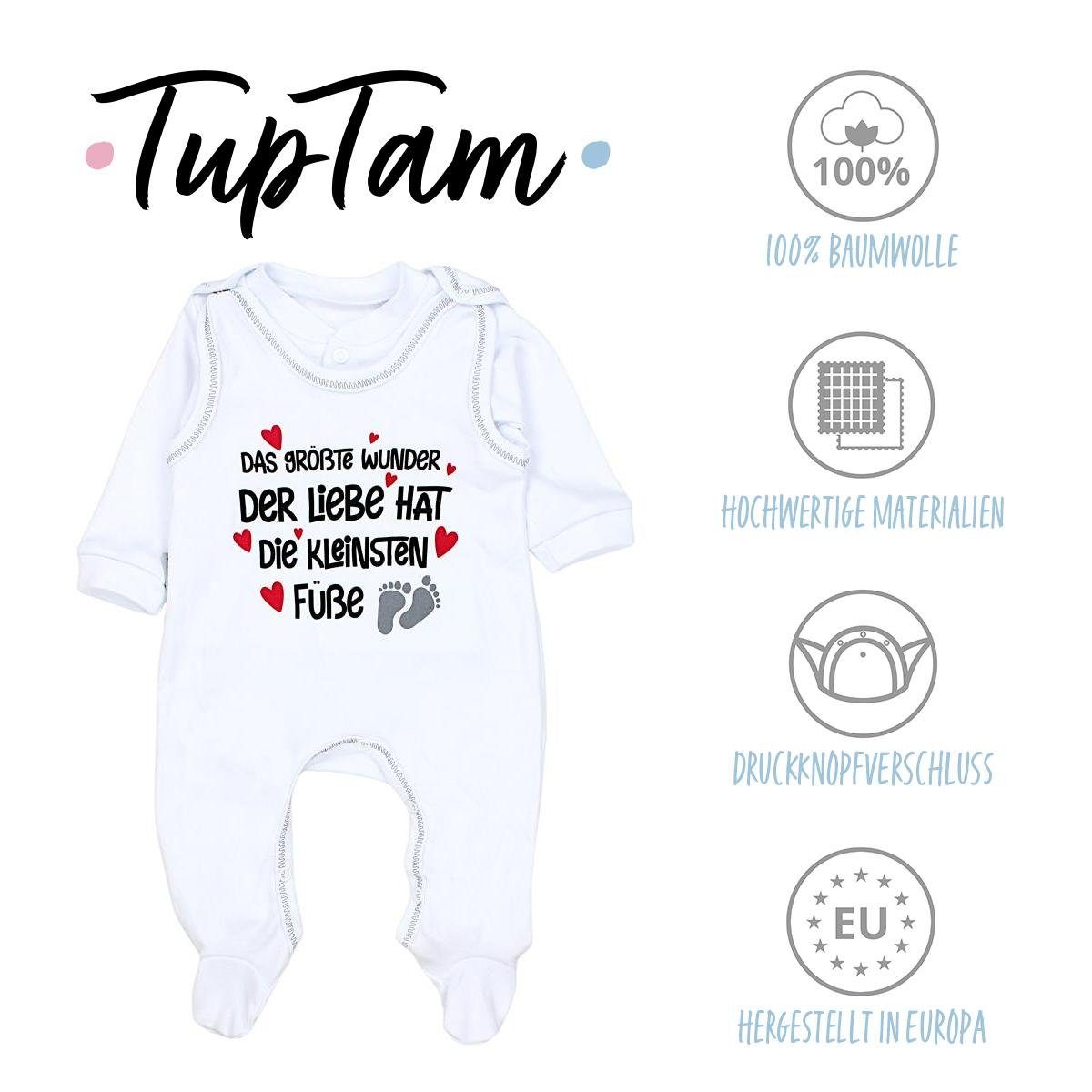 TupTam Unisex Baby Spruch Set Schatz größte Erstausstattungspaket TupTam Das Weiß / & Wunder Papas der Strampler Mamas Liebe