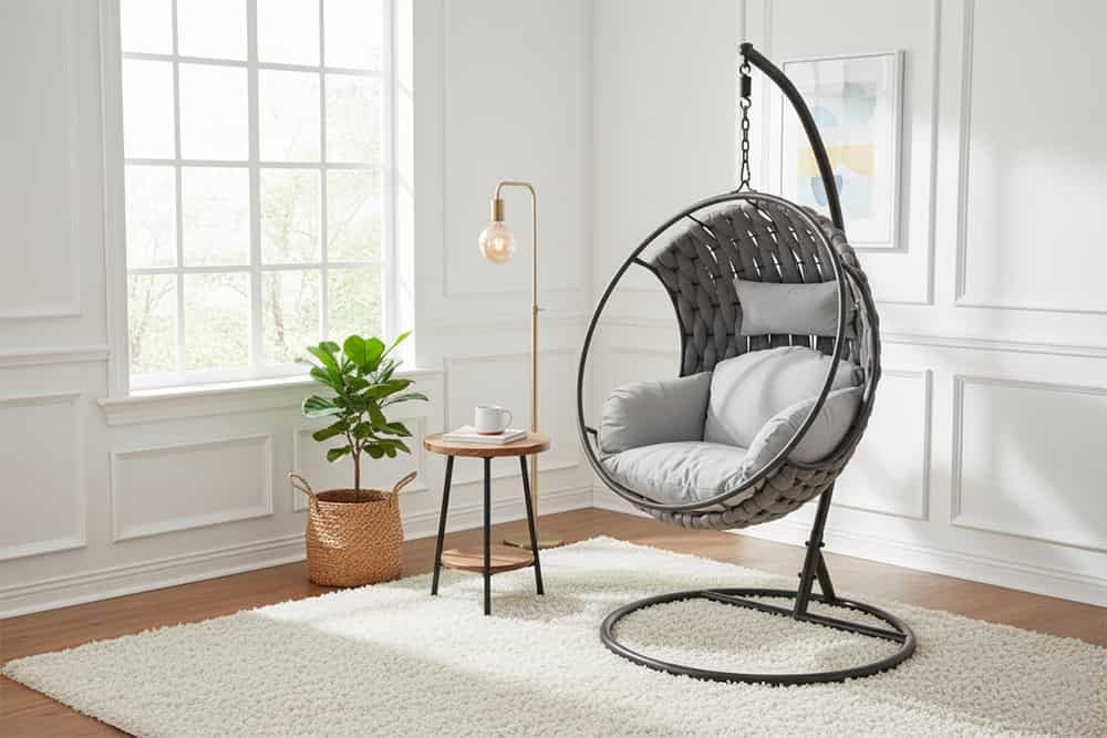 riess-ambiente Hängesessel ROPE anthrazit / grau (Einzelartikel, 1-St), Outdoor · Aluminium · Garten · Terrasse · wetterfest · Balkonmöbel