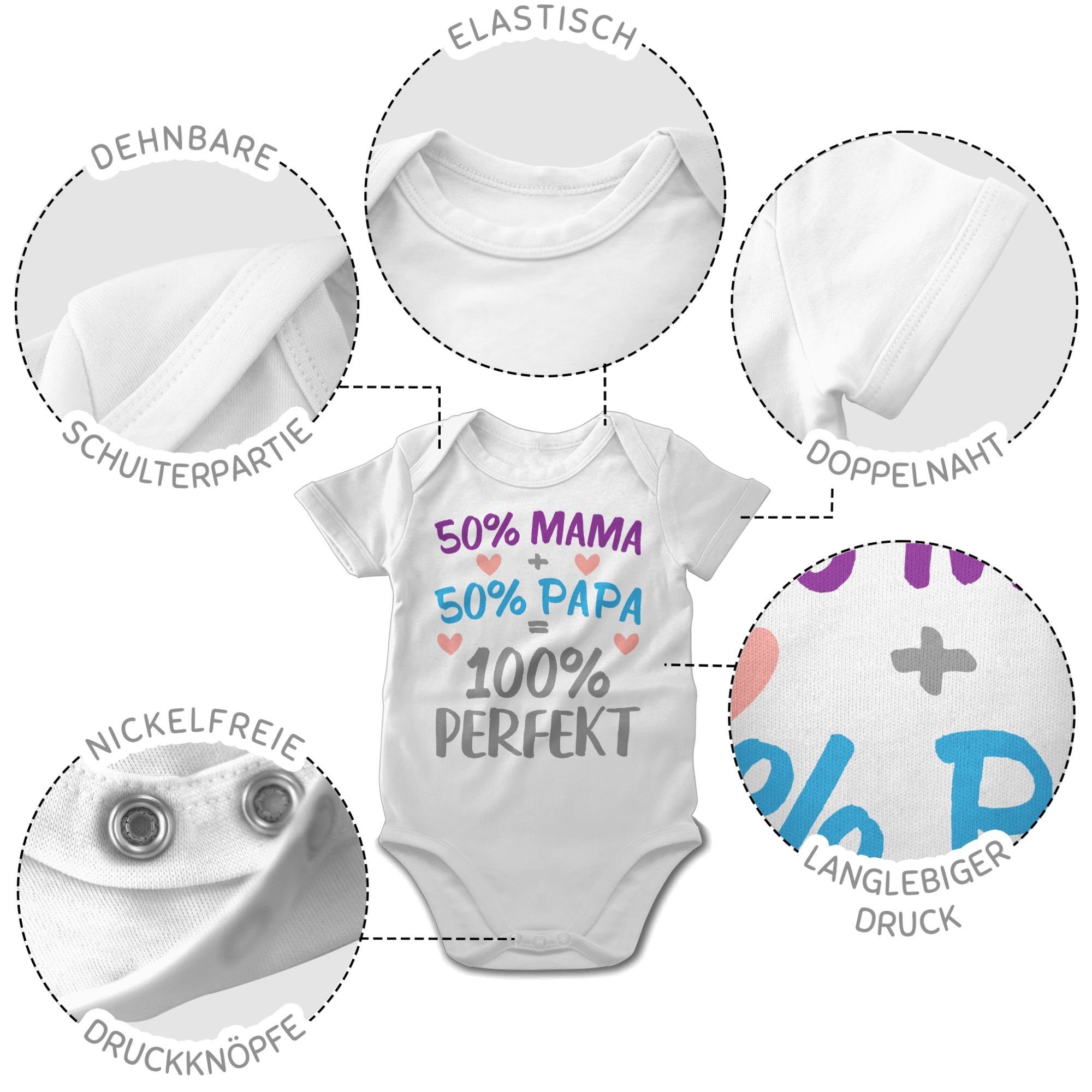 Baby 50 % % 1 Weiß 50 Mama Shirtracer Papa 100 % Sprüche Perfekt Shirtbody