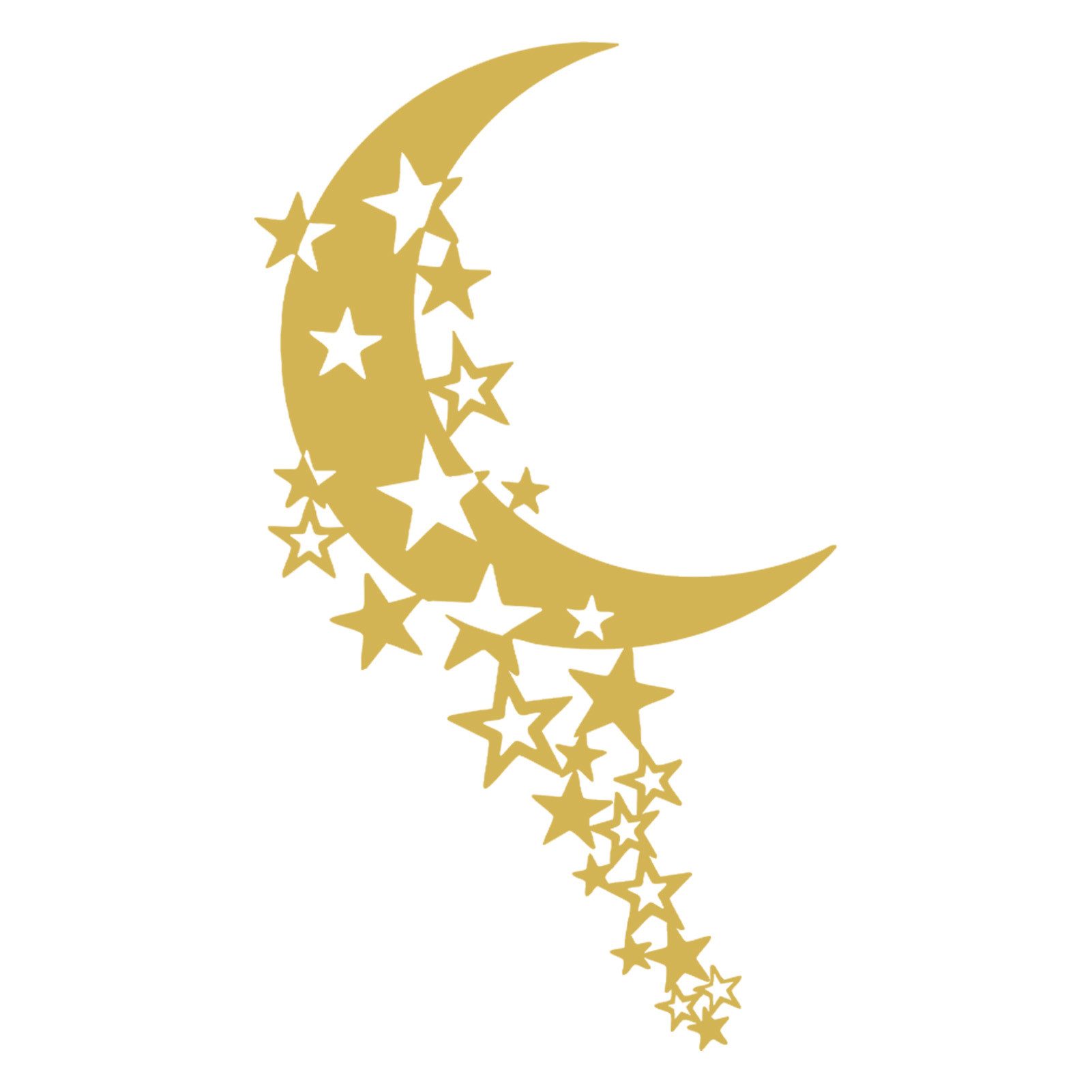 Jumpeak Wanddekoobjekt Mond- und Stern-Metall-Kunstwanddekoration, Abstrakter Mond, Fantasie, Romantischer Stil, Metalldekoration, vier Farben, Sechs Größen