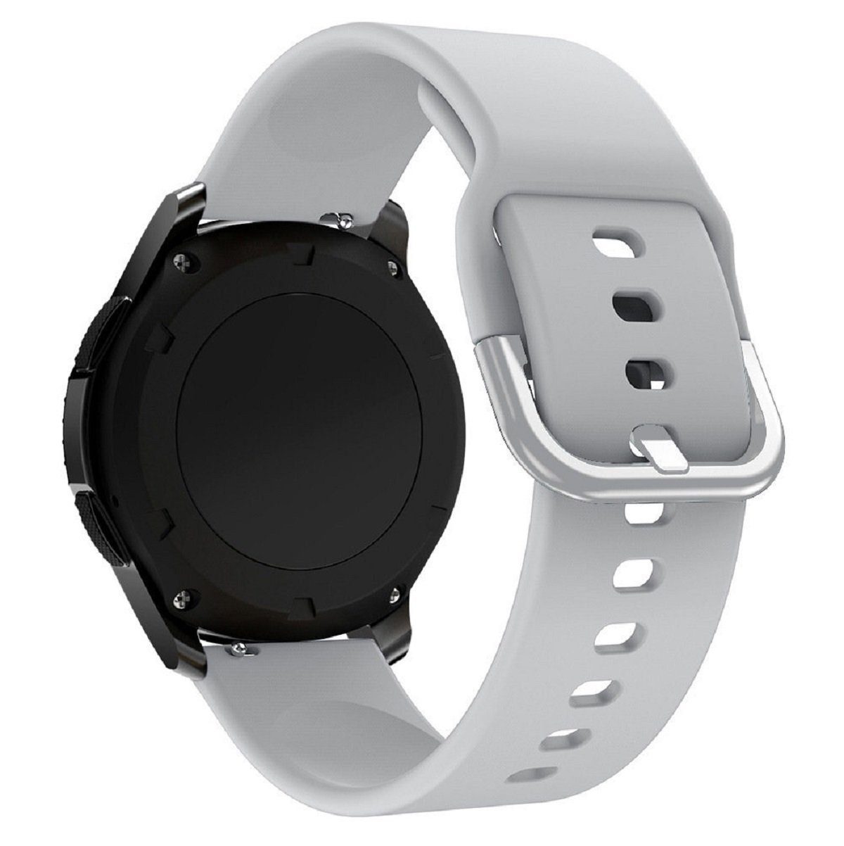 Smartwatch-Armband Silikonarmband Breite 22mm universal Ersatz Hurtel Grau Uhrenarmband