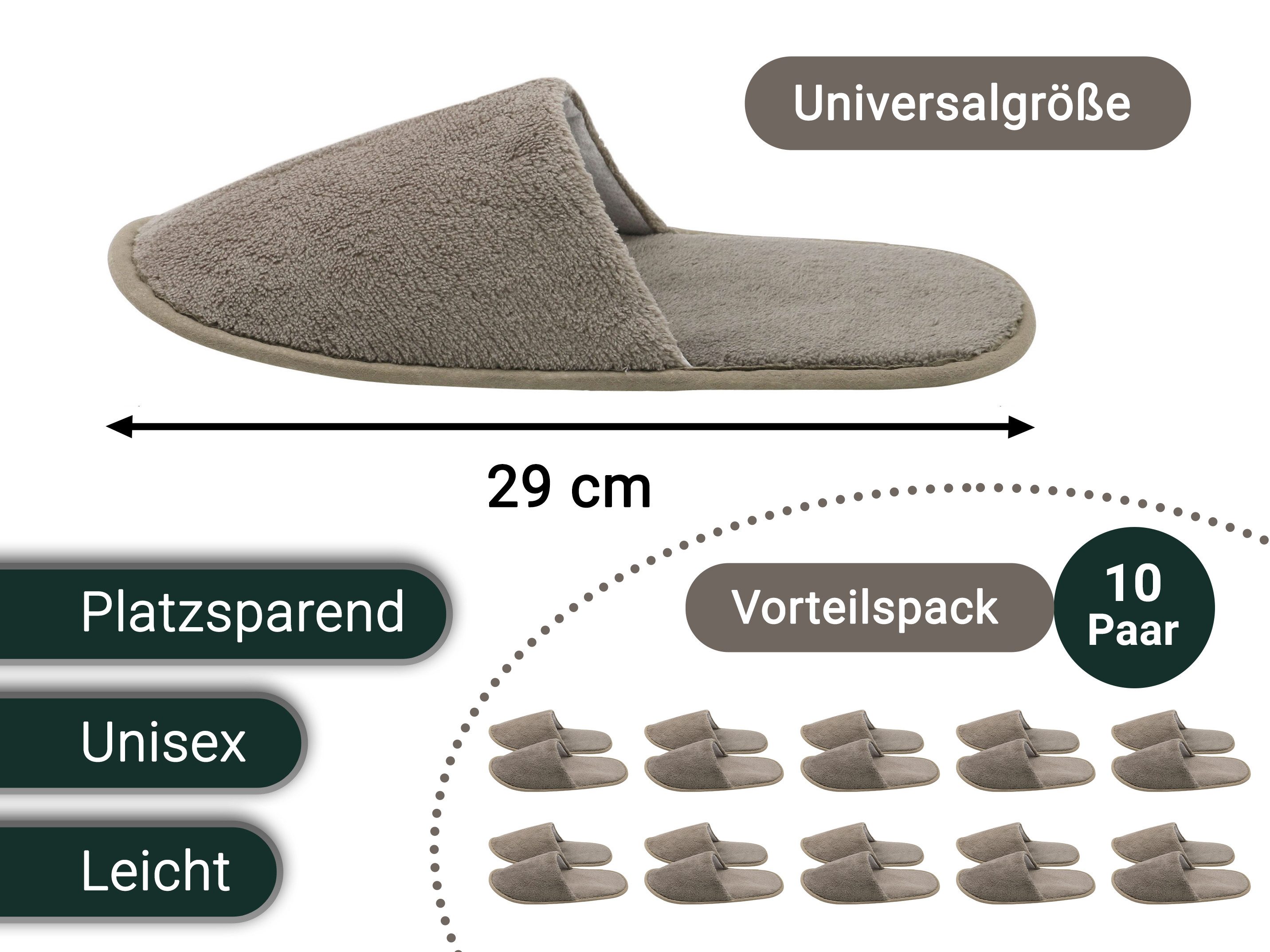 ZOLLNER Pantoffel (10-tlg) 100% Polyester, vom Hotelwäschespezialisten