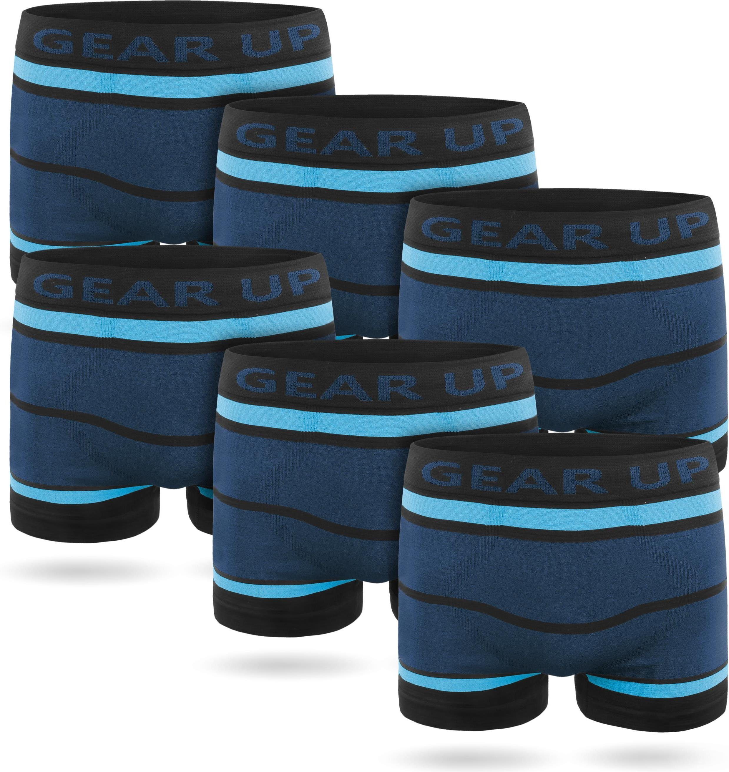 normani Retro Boxer 6 Stück Herren Retropants Mikrofaser-Boxershorts Herren Sport Unterhosen aus schnell trocknendem Material Schwarz/Blau