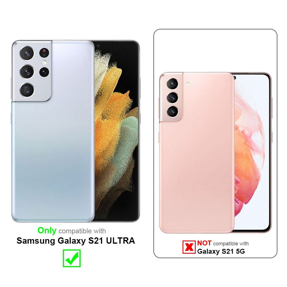 Cadorabo Handyhülle für Samsung Galaxy S21 ULTRA Hülle Samsung Galaxy S21 ULTRA, Hülle Schutzhülle Blumen Flower mit Standfunktion Kartenfach Magnet