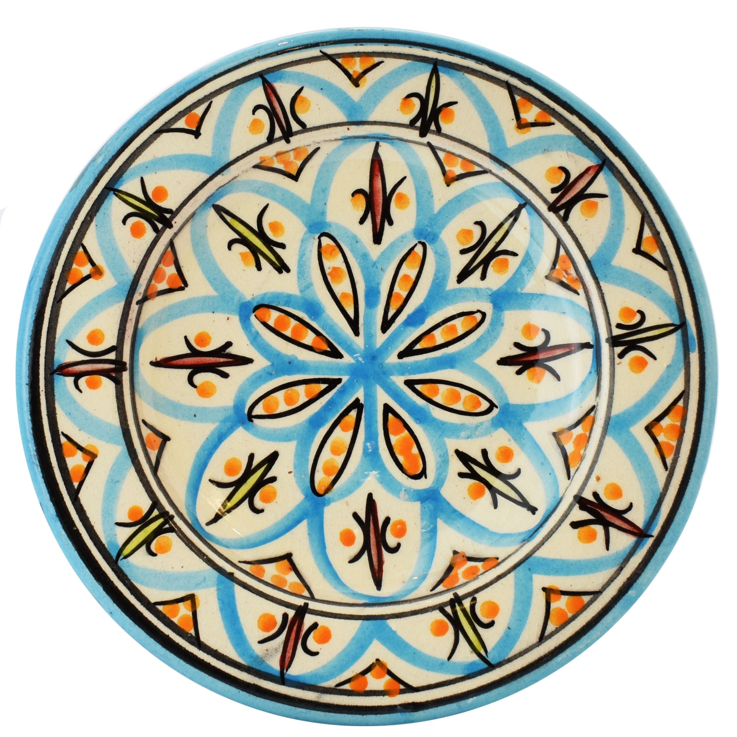 Marrakesch Orient & Mediterran Interior Dessertteller Orientalische Teller Keramikteller Rund Amin 16cm handbemalt, Handarbeit