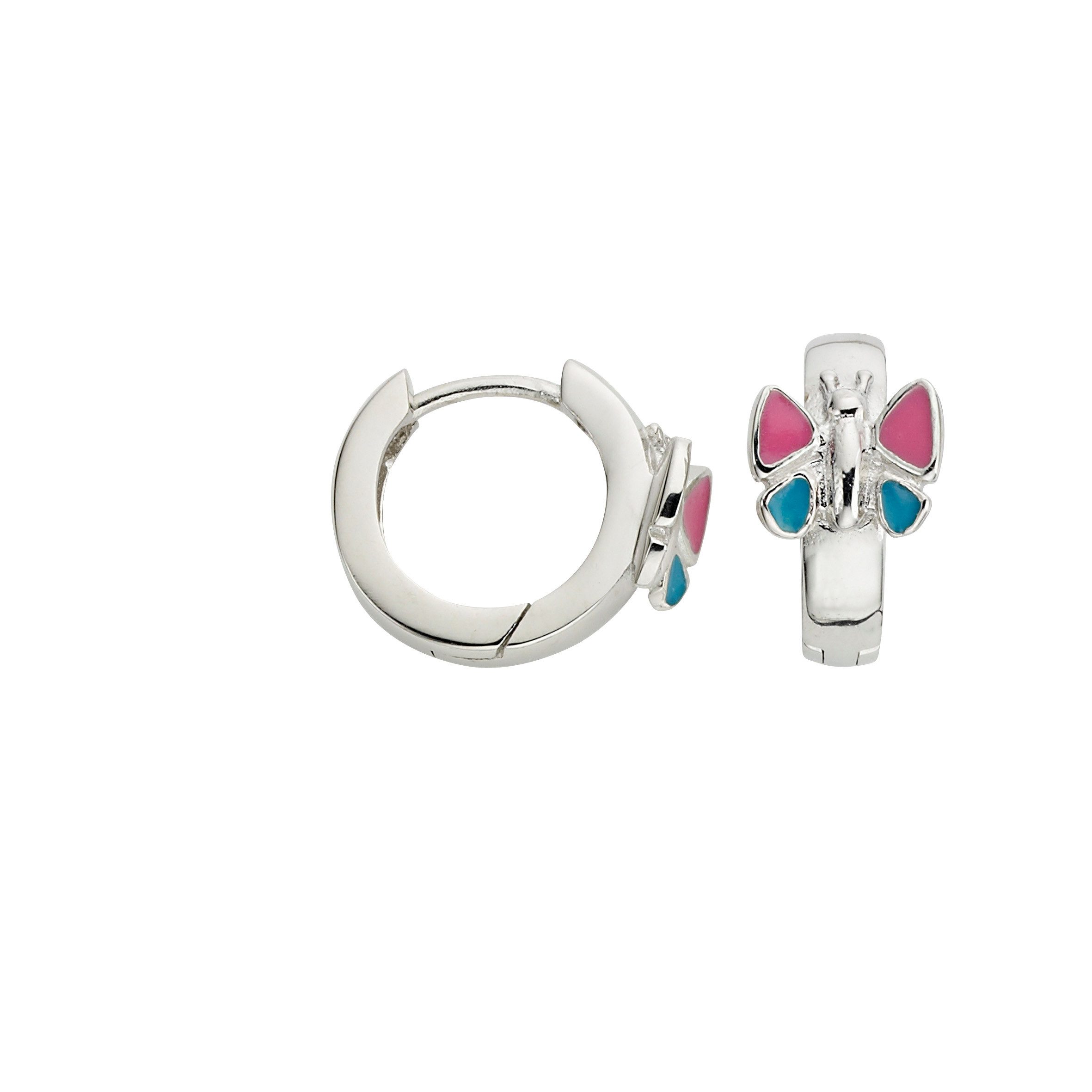 Firetti Paar Creolen Schmuck Geschenk Silber 925 Ohrschmuck Ohrringe Schmetterling, Emaille