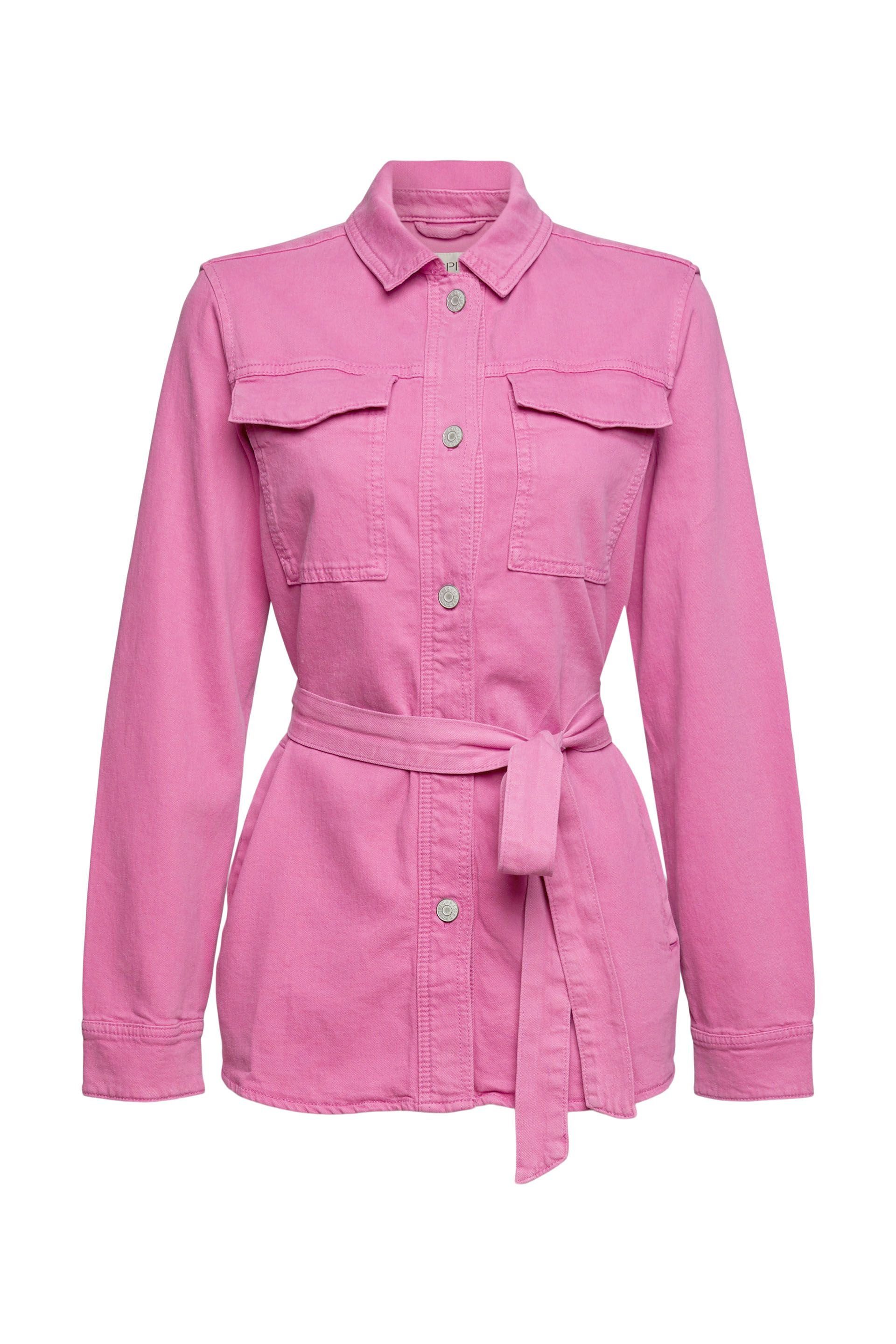 Esprit Allwetterjacke leichte Jacke mit Bindegürtel pink fuchsia