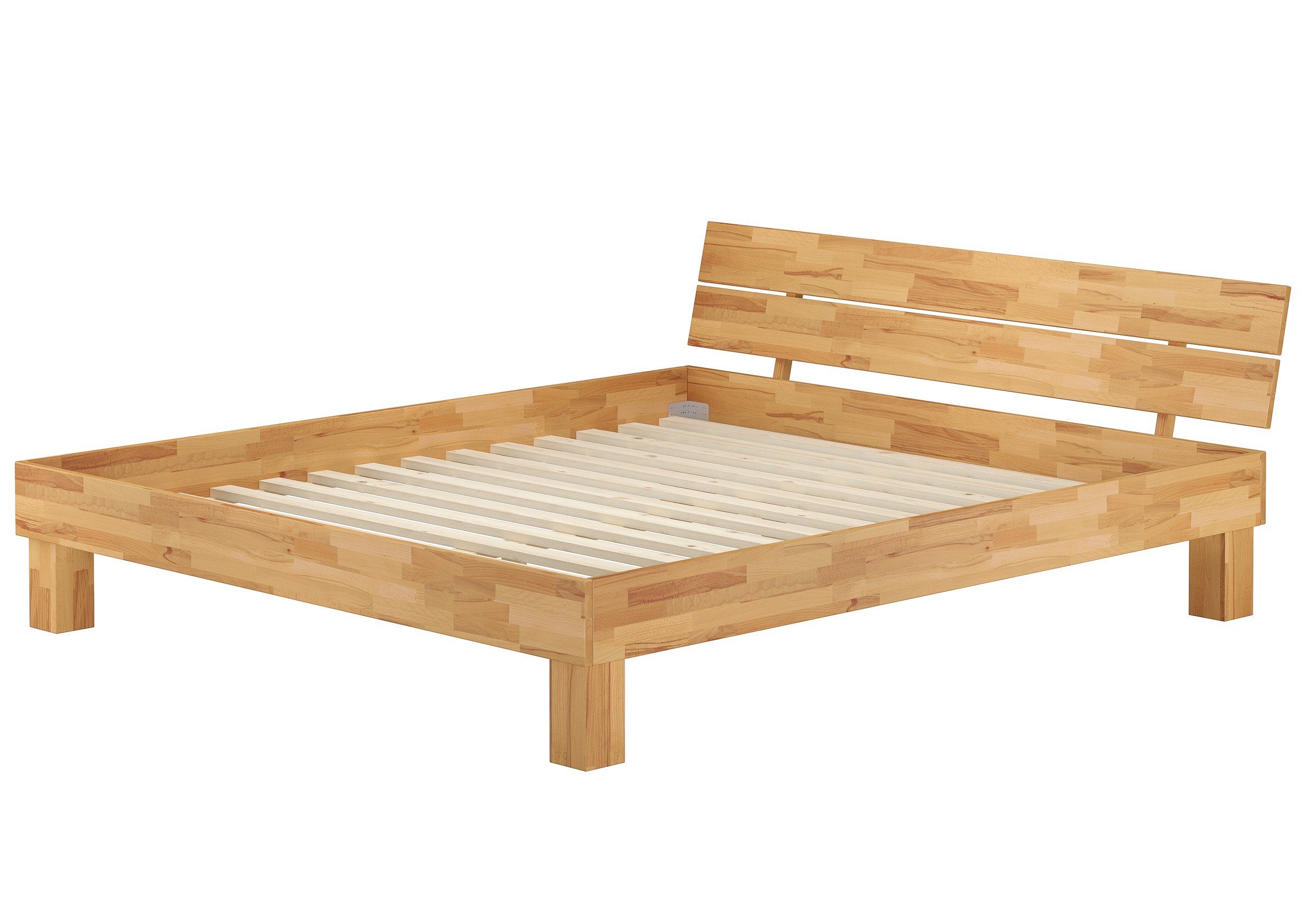 ERST-HOLZ Bett mit Rollrost, Buchefarblos natur Buche Doppelbett lackiert 160x200