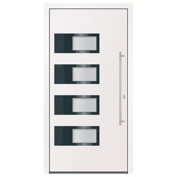 vidaXL Haustür Hauseingangstür Haustür Weiß 110x210 cm Aluminium und PVC Glas-Element