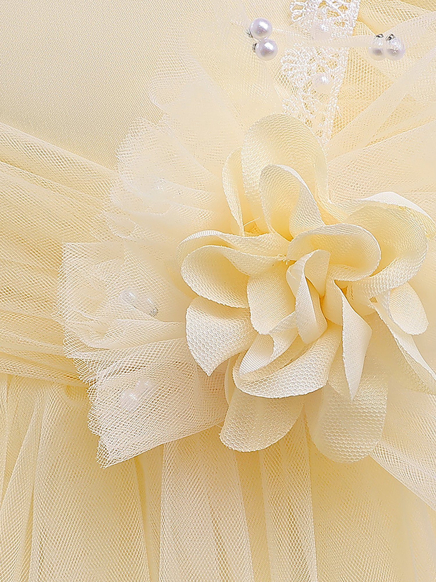 LAPA Abendkleid Mädchen Partykleid, Tüllkleid mit Champagner A-Linie Perlen Spitze Blumenmädchen-Hochzeitskleid, und