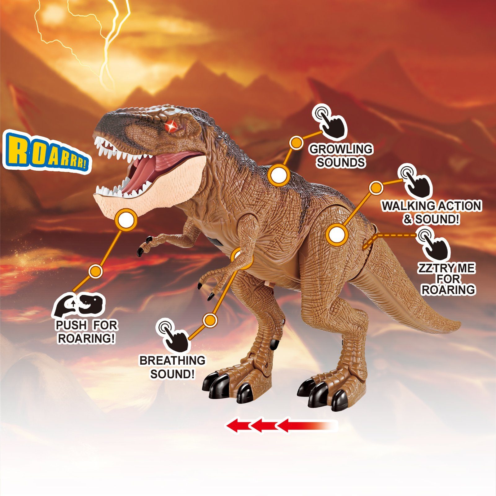 Esun Spielfigur Ferngesteuerter Dinosaurier Spielzeug ab 3 4 5 6 jahre  jungen mädchen, (Packung, Komplettset), Dino Spielzeug ab 4 6 jahre mit  Gehen