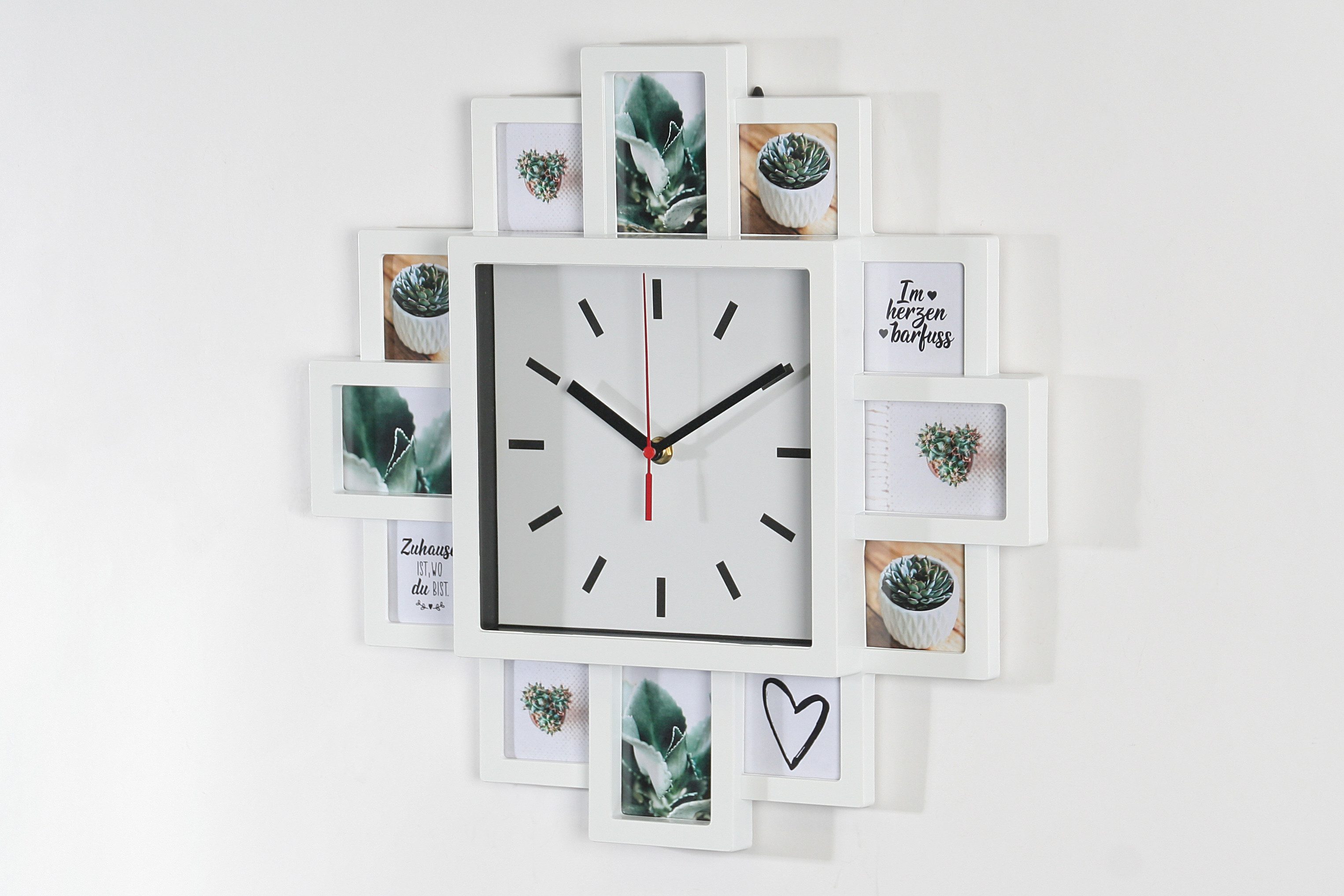 Wackadoo Living Wanduhr mit Fotogalerie (für 12 Bilder Bildercollage) günstig online kaufen
