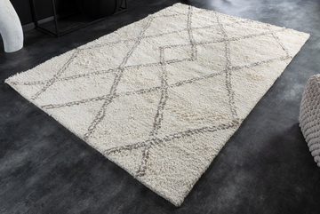 Hochflor-Teppich EUPHORIA 230x160cm beige grau, riess-ambiente, rechteckig, Höhe: 20 mm, Wohnzimmer · Wolle · handgewebt · geometrische Muster · Scandinavian