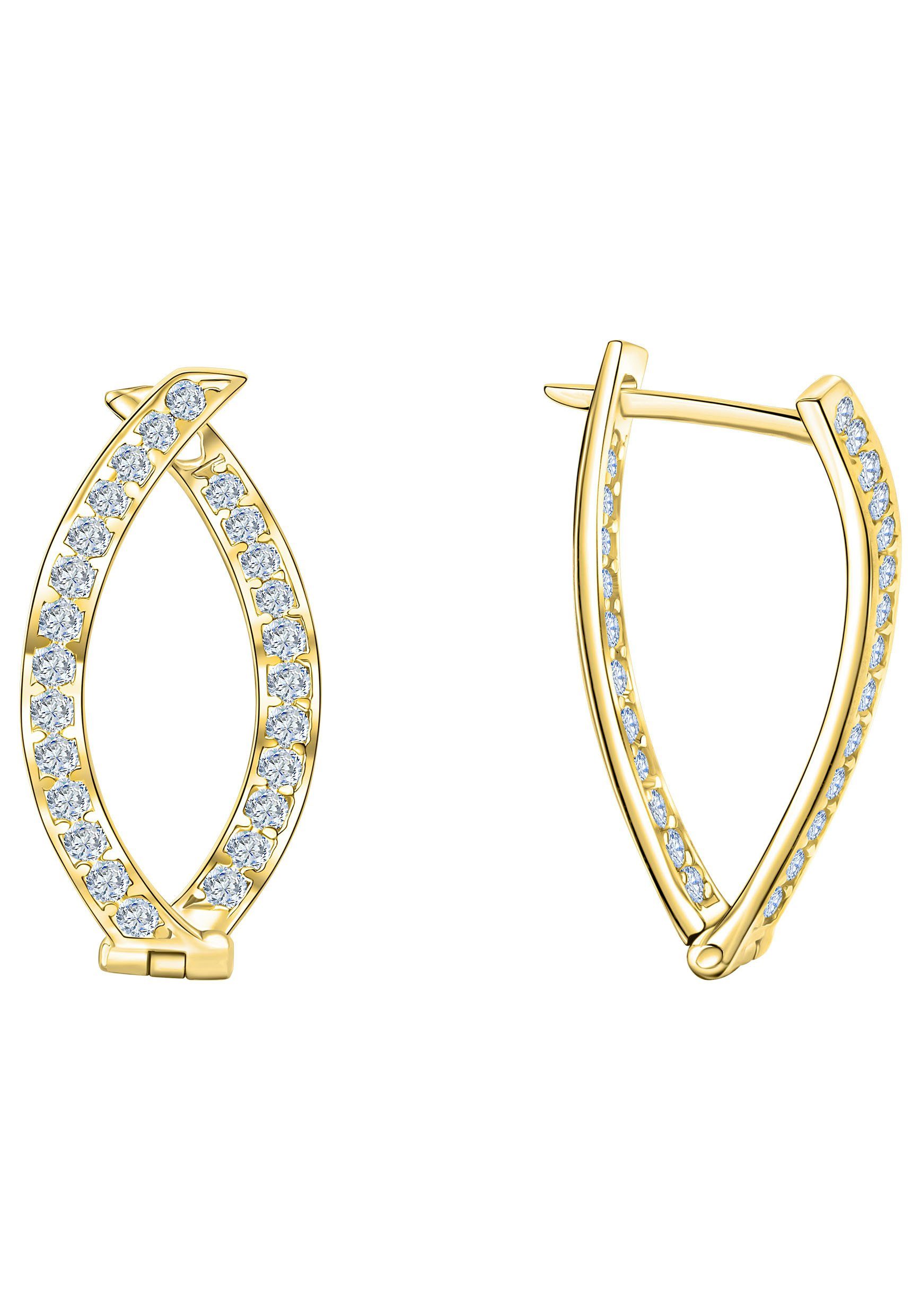 Firetti Paar Creolen Schmuck Geschenk Gold 375 Ohrschmuck Creole, mit Zirkonia (synth)