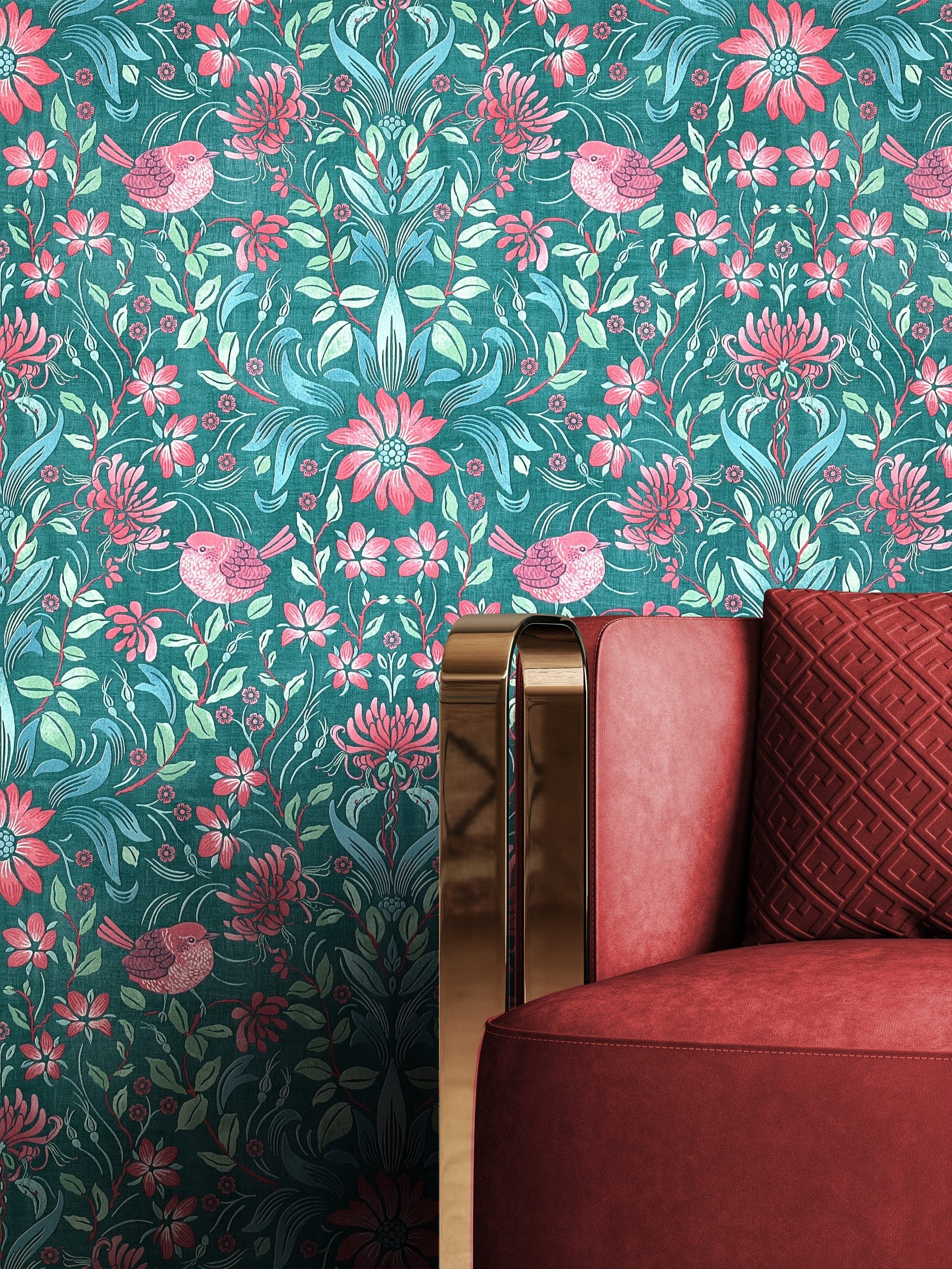 Newroom Vliestapete, Grün Tapete Floral Blumen günstig online kaufen
