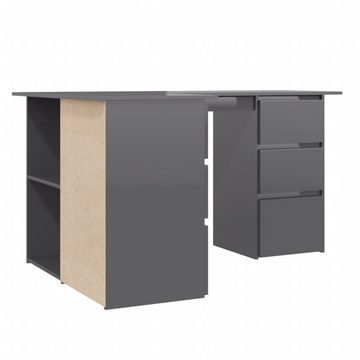 furnicato Schreibtisch Eckschreibtisch Hochglanz-Grau 145x100x76 cm Holzwerkstoff
