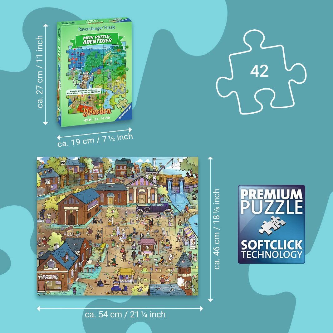 Ravensburger Puzzle 42 Teile Kinder Puzzle Mein Puzzle-Abenteuer Drachen 12004311, Puzzleteile