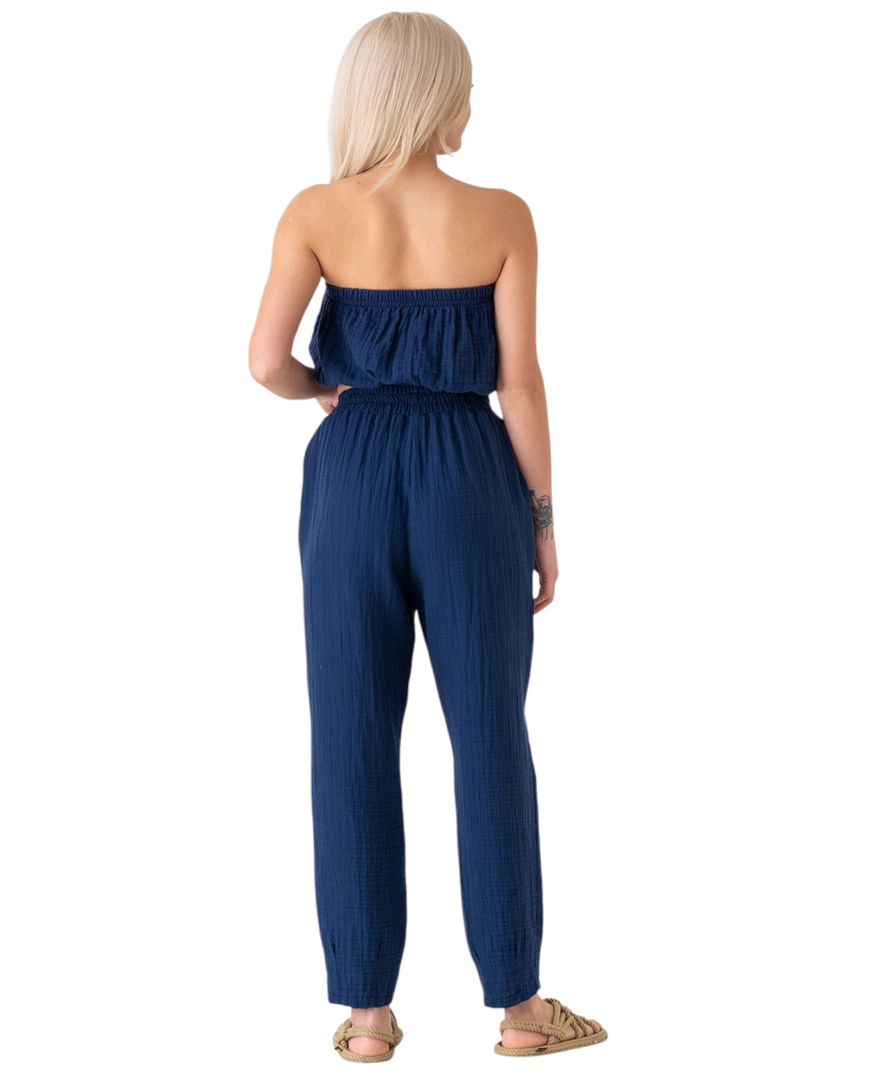 WENOR Schlupfhose Musselin Sommerhose, 100 % Baumwolle, elastischer Bund, Knöchellänge