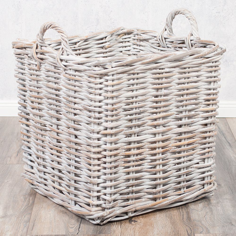 LebensWohnArt Dekokorb Rattankorb BAKUL eckig White 50x50cm mit Griffen. € 79,90