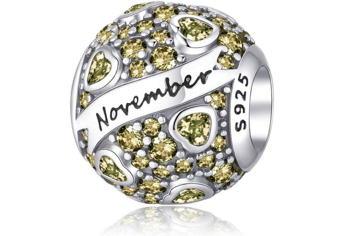 LuxusKollektion Charm-Einhänger Anhänger 925 Silber Geburtsstein Herz Beads Frauen C Frauen Charme 16