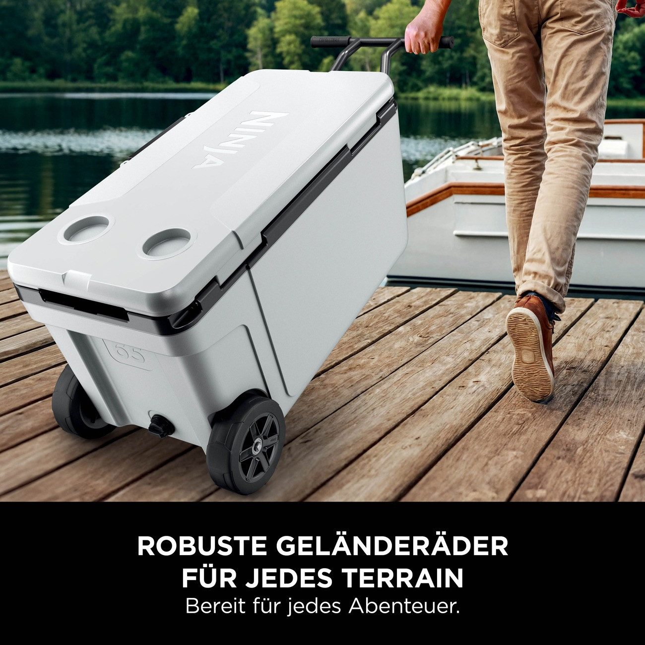 NINJA Outdoor-Flaschenkühler FrostVault FB265EUUKWH, 61 Liter Kapazität, robuste Räder und Tragegriffe