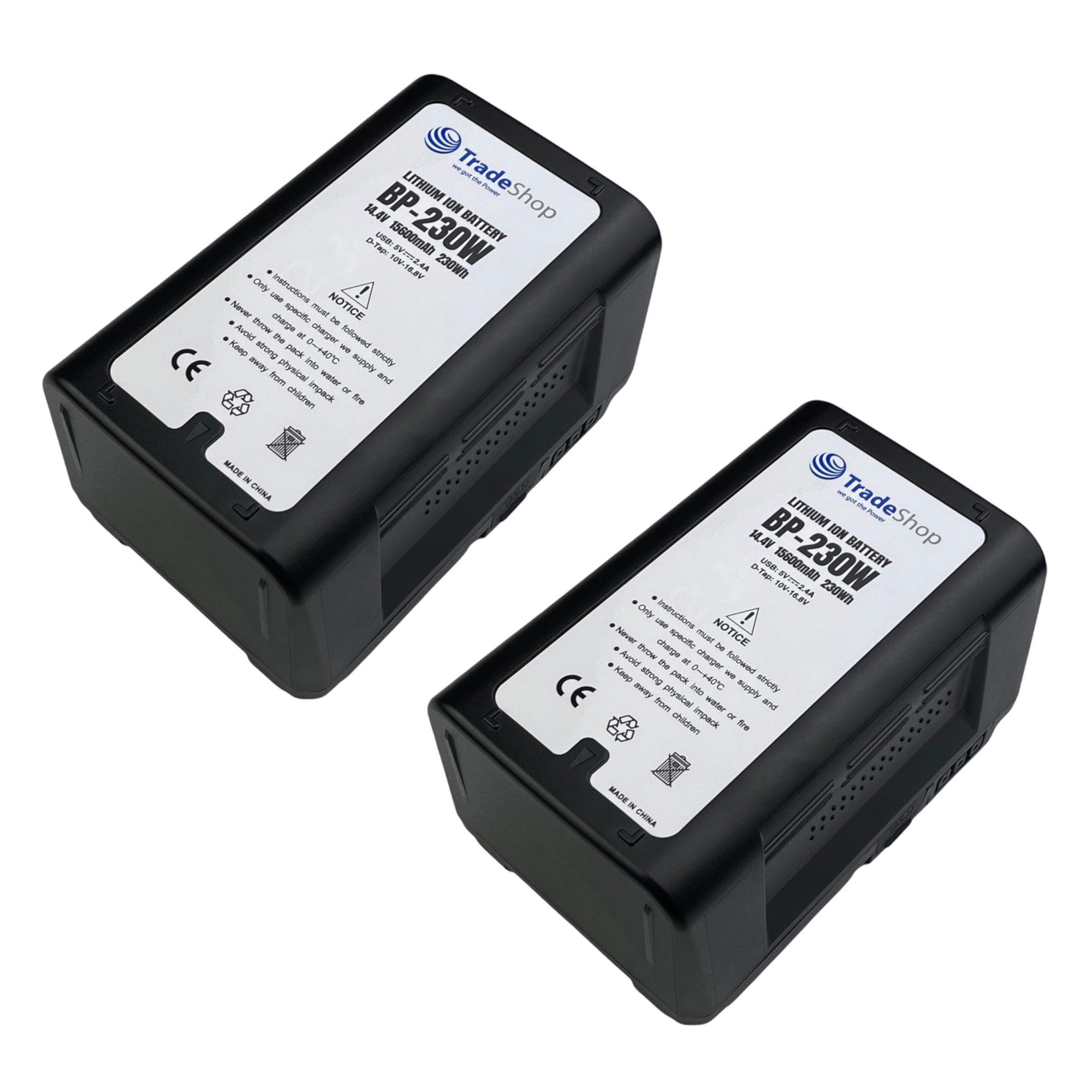 Trade-Shop 2x Akku passend für Sony BP-L60, BP-L90A, BP-FL75, BP-L80S, BL-BP150 Akku Li-Ion 15600 mAh (14,4 V)