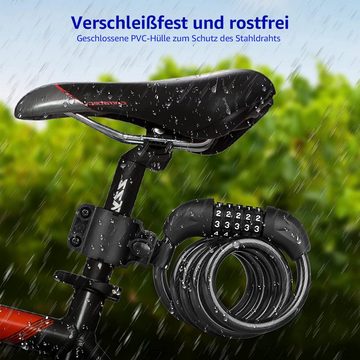 Sumosuma Kettenschloss Fahrradschloss mit Zahlencode (120CM / 10MM, Mit 5-Stellig Code Kombination), Anti-Diebstahl Zahlenschloss Fahrrad Schloss Cable