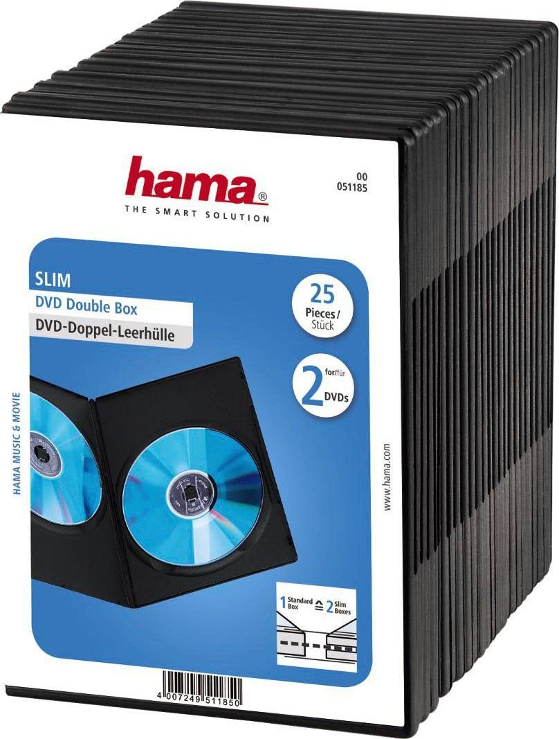 Hama DVD-Hülle DVD-Doppel-Leerhülle Slim, 25er-Pack, Schwarz, DVD Hülle