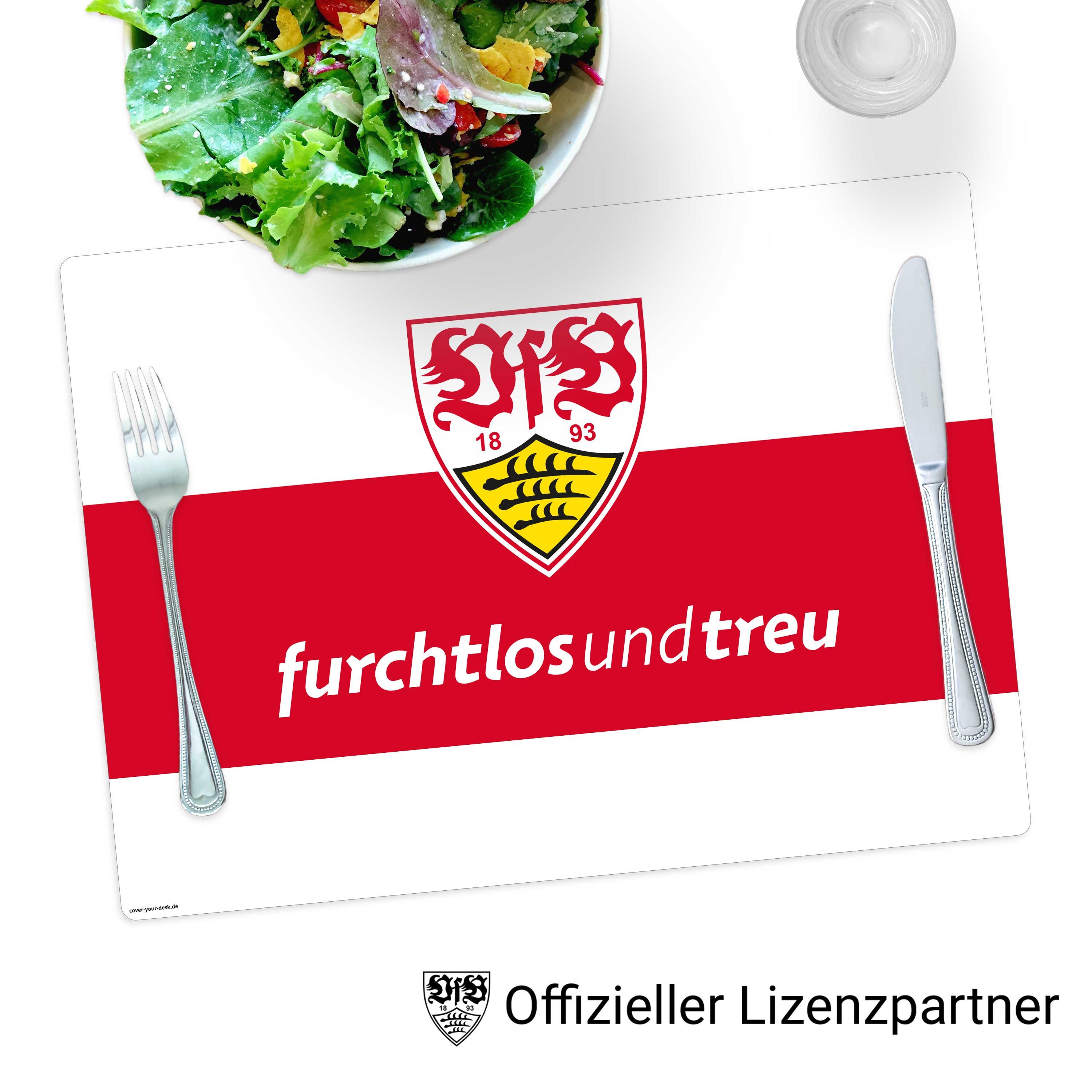 Tischsetmacher Platzset abwaschbar - „VfB Stuttgart - furchtlos und treu" aus Premium Vinyl, (1-St., 44 x 32 cm - rutschfeste Tischdekoration), Made in Germany