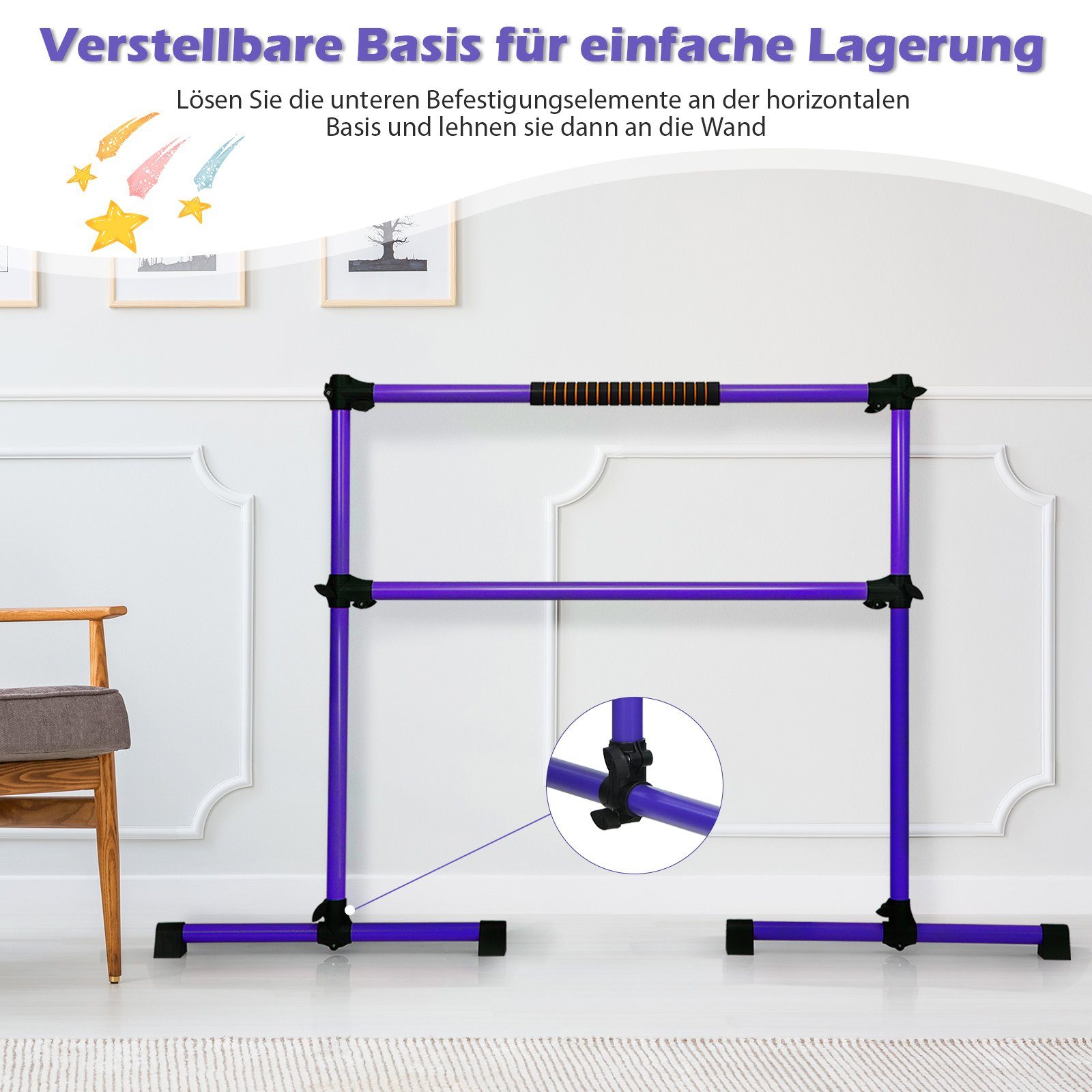 COSTWAY Balancetrainer Ballettstange, stufenlos höhenverstellbar