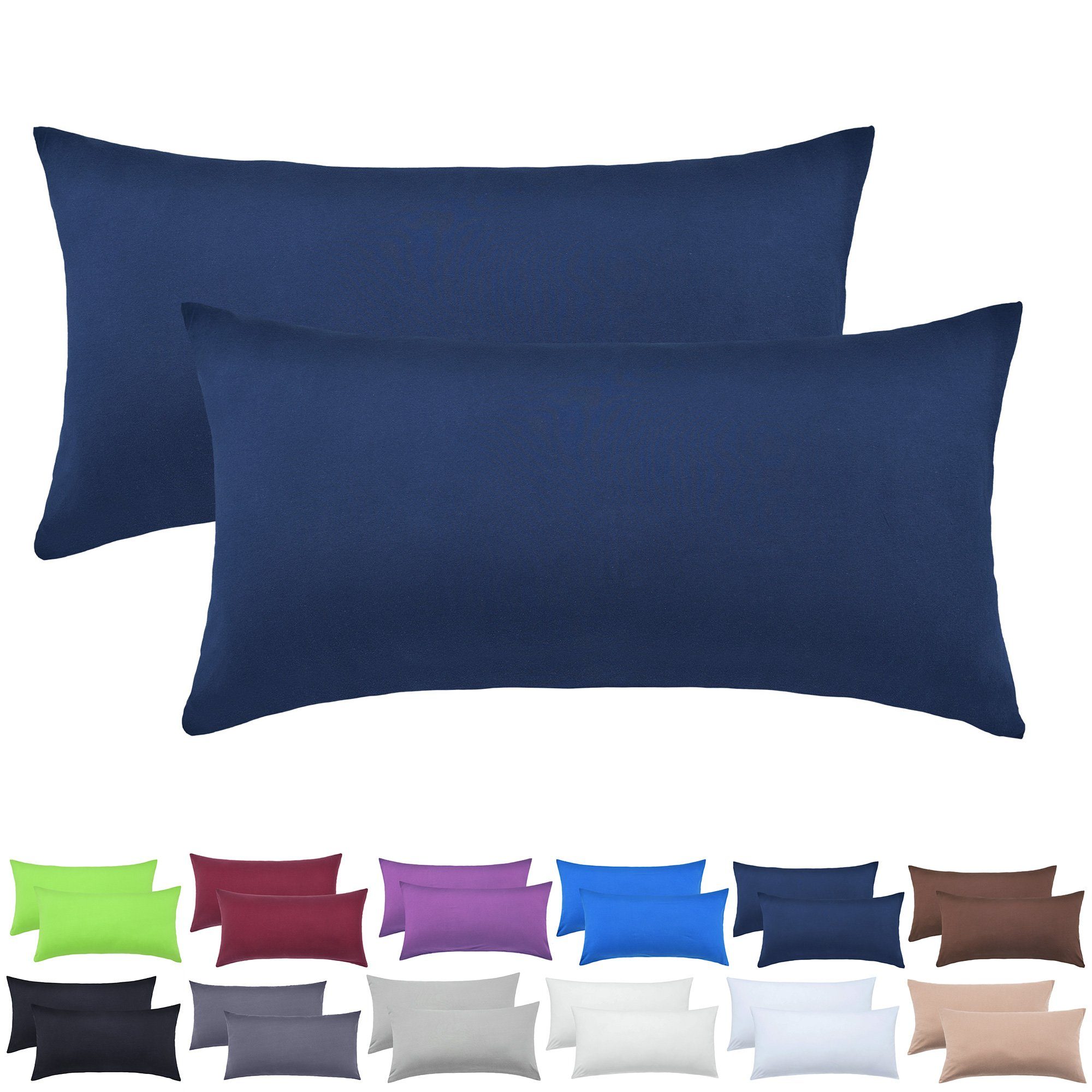 NatureMark Подушкиbezüge 2er Pack Jersey Подушкиbezug Подушкиhülle, (2 Stück), Подушкиhülle in vielen Größen und Farben (40 x 80 cm, Navy blau)