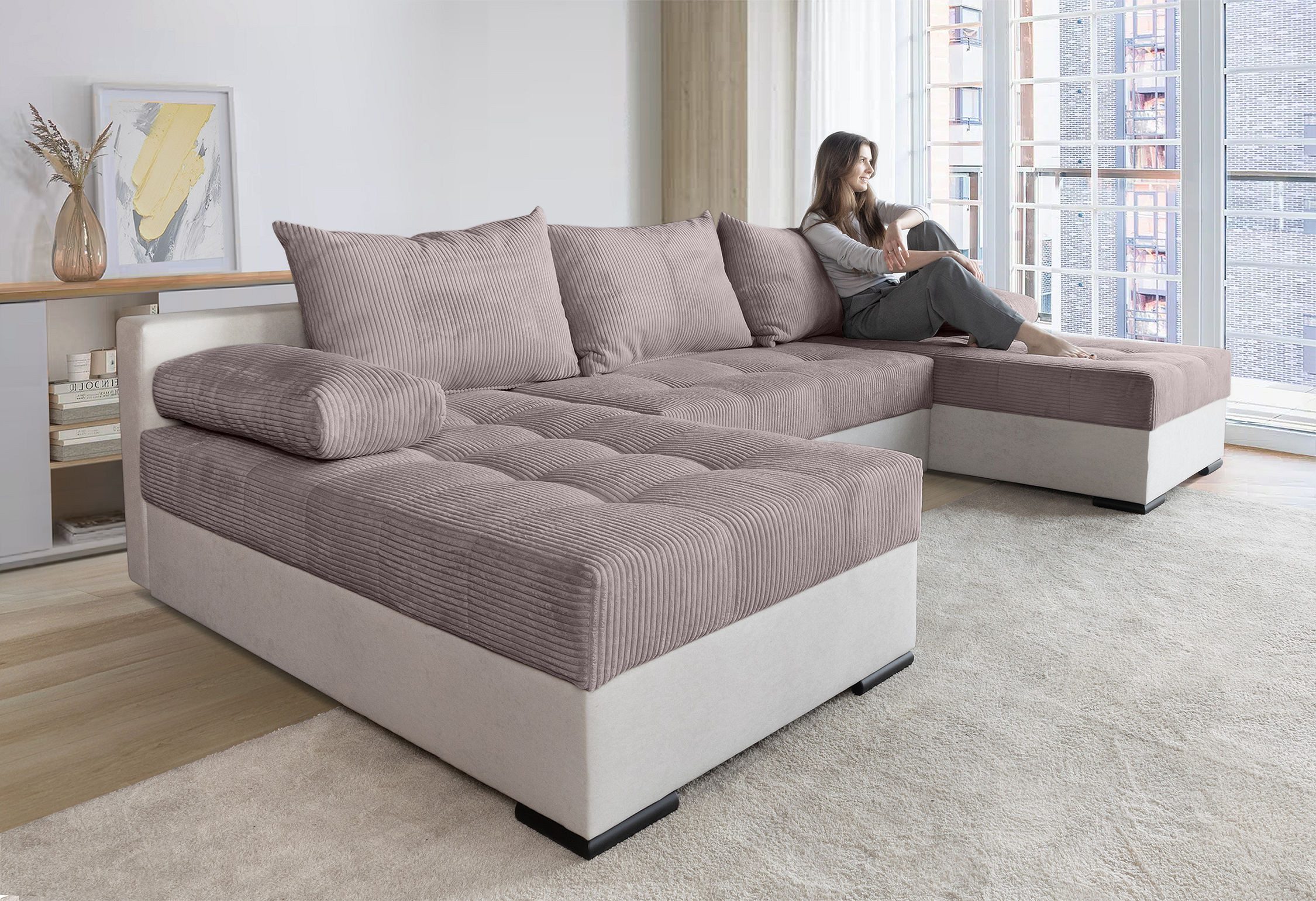 COLLECTION AB Wohnlandschaft Josy U-Form, B: 269 cm, mit Bettfunktion & Bet günstig online kaufen