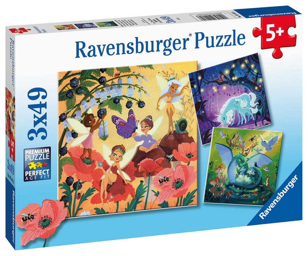 Ravensburger Puzzle Einhorn, Drache und Fee 05181, 49 Puzzleteile