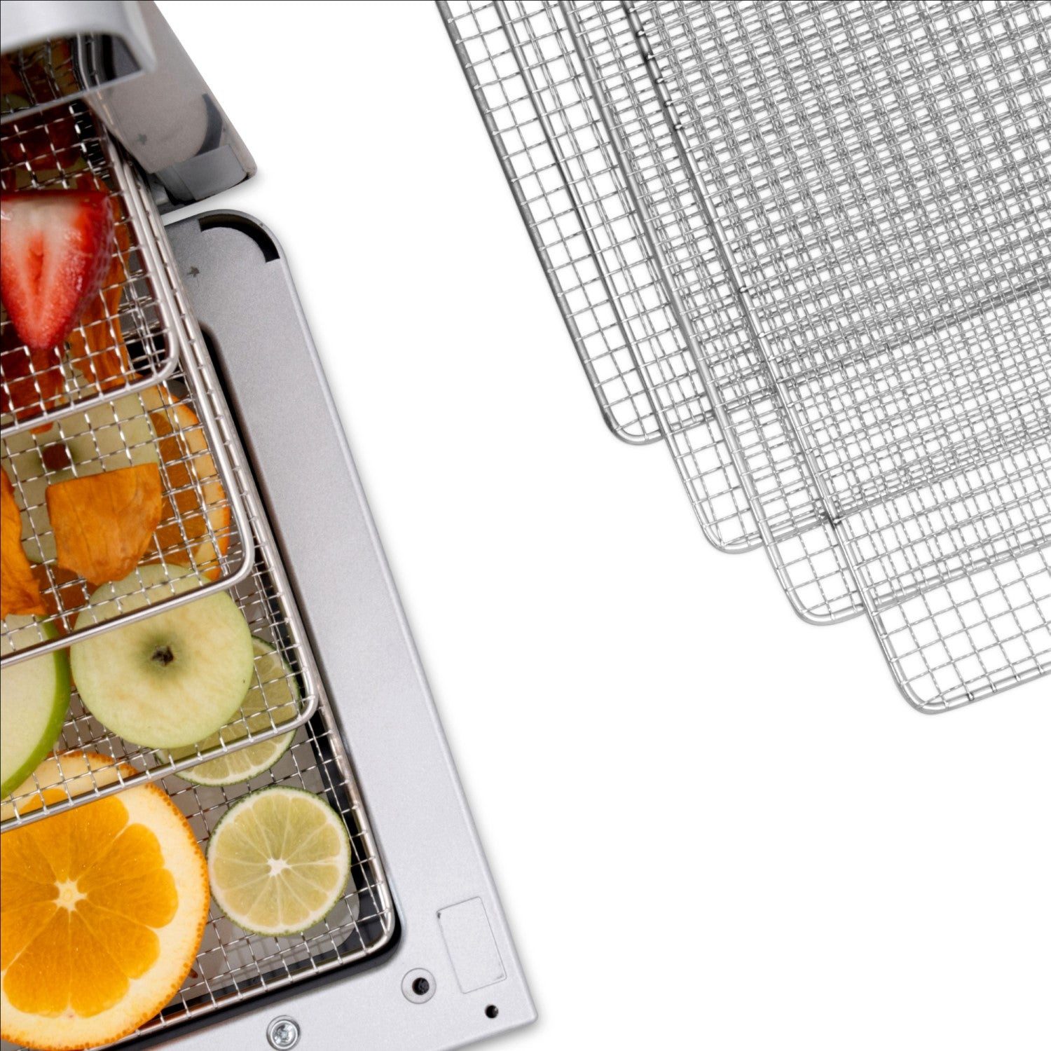 KLAMER Dörrautomat XL 700W Edelstahl, 8 Etagen, 24h Timer, 35–80°C, Dörrgerät 700 W, 8 Etagen, optimale Trocknung, 35-80°C, Timer, Gitter & Deckel BPA-frei – Bild 5 von 5