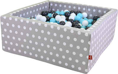 Knorrtoys® Bällebad Soft, Grey White Dots, eckig mit 100 Bällen creme/Grey/lightBlue; Made in Europe