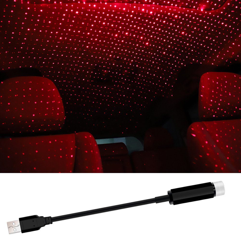 Dach Nachtlicht USB Dach Stern LED Nachtlicht,Stern-Projektor,Tragbare LED Rot Auto zggzerg