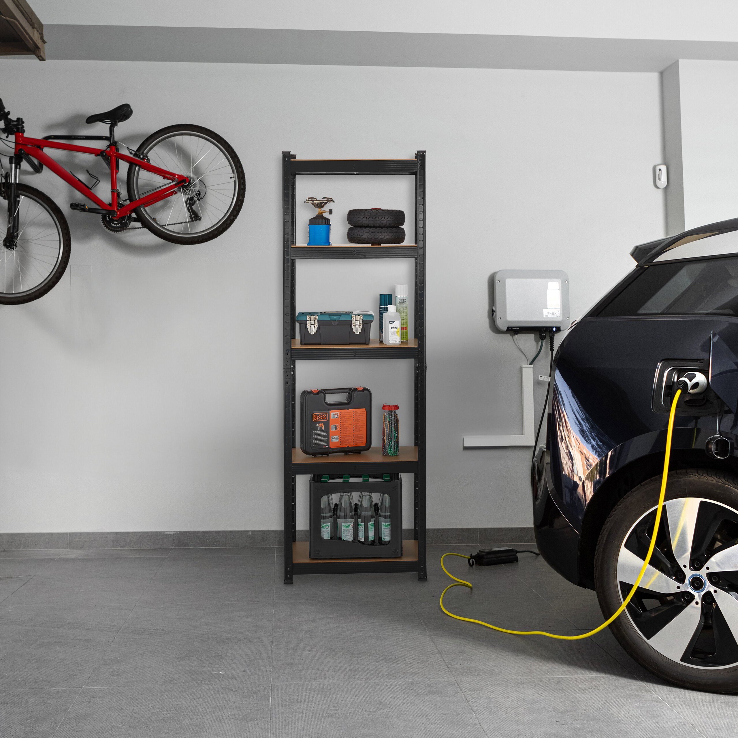 relaxdays Schwerlastregal Schwarzes Schwerlastregal mit 5 Ebenen günstig online kaufen