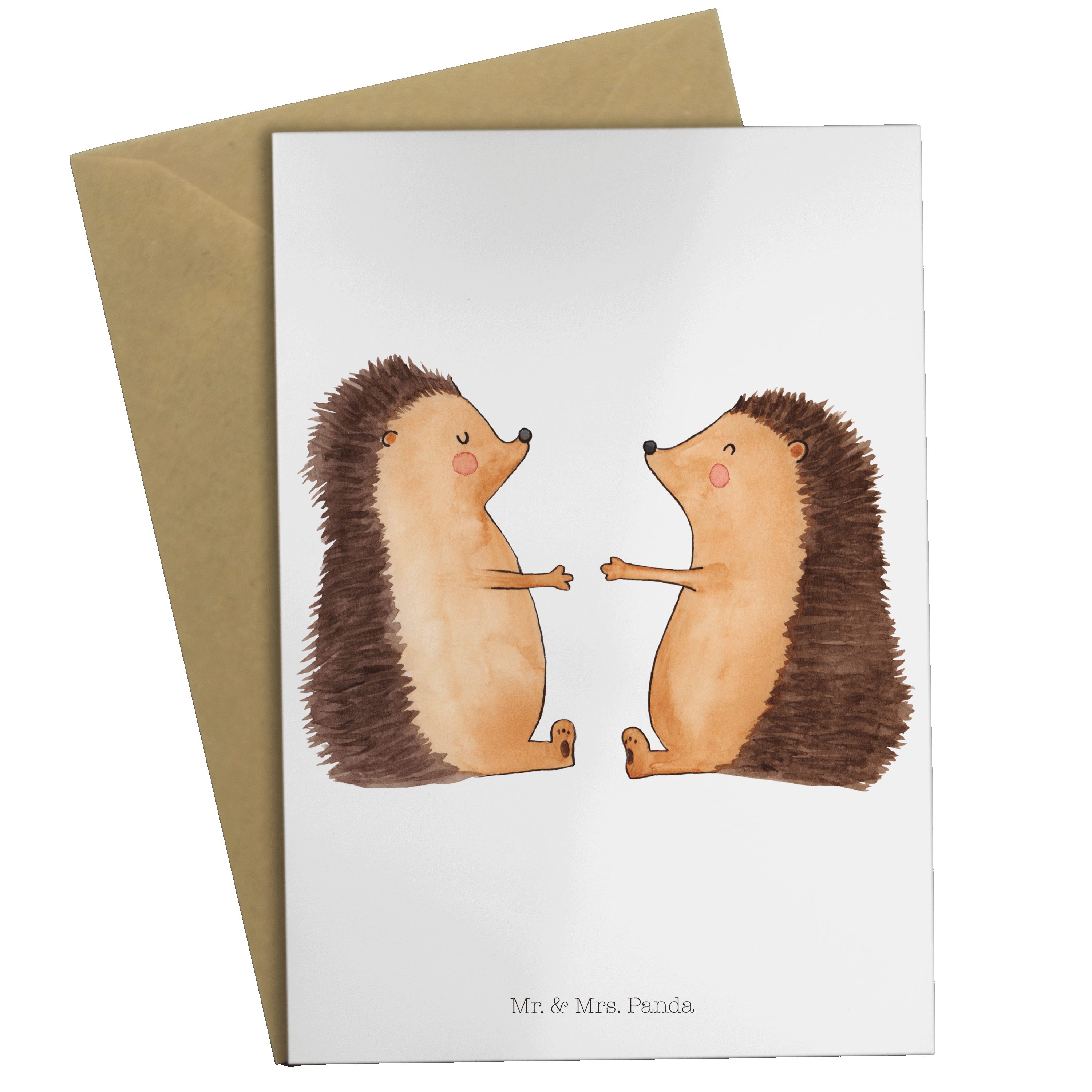 & Panda - Mrs. Mr. - Liebe Igel Grußkarte Geburtstagskarte, Liebesgeschenk, Weiß Geschenk, Liebe