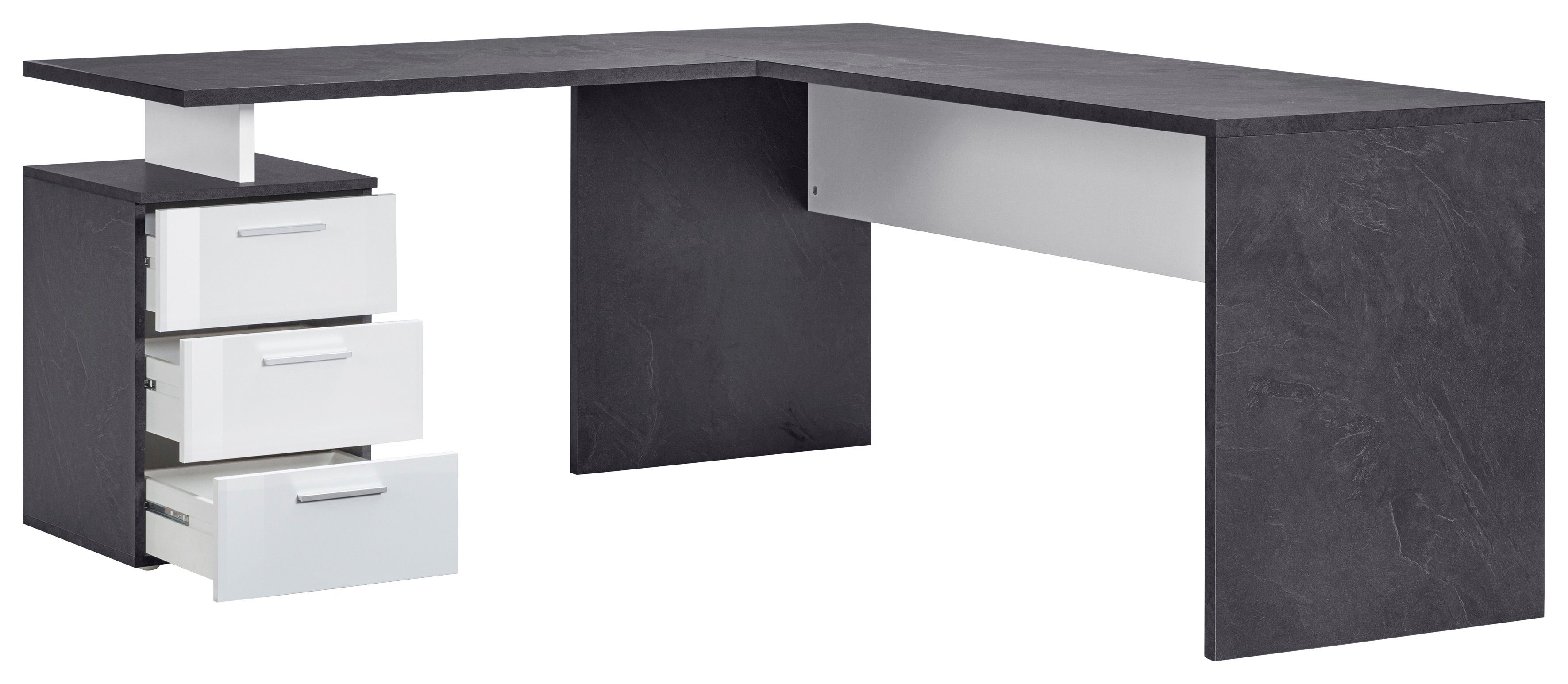 Home affaire Eckschreibtisch New Selina, Schreibtisch, Schubkästen, mit oder ohne Monitoraufsatz, B 180/160 cm – Bild 4 von 5