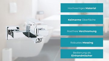 Calmwaters Wannenarmatur Modern Square (Wasserhahn Badewanne, Badewannenarmatur) Einhebelmischer, Brauseabgang unten ½, Umstellhebel, Chrom, 13PZ2418