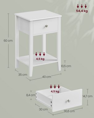 VASAGLE Nachttisch (1-St., 1/2er Set), aus Bambus, Beistelltisch mit Schublade, offene Ablage, Couchtisch