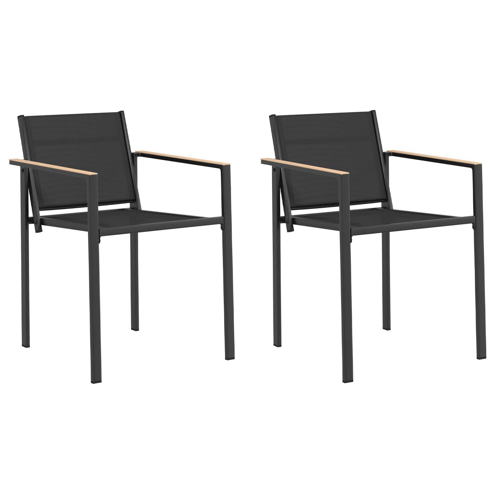 vidaXL Gartenstuhl Gartenstühle 2 stk. Schwarz und Anthrazit Textilen-Stoff (2 St)