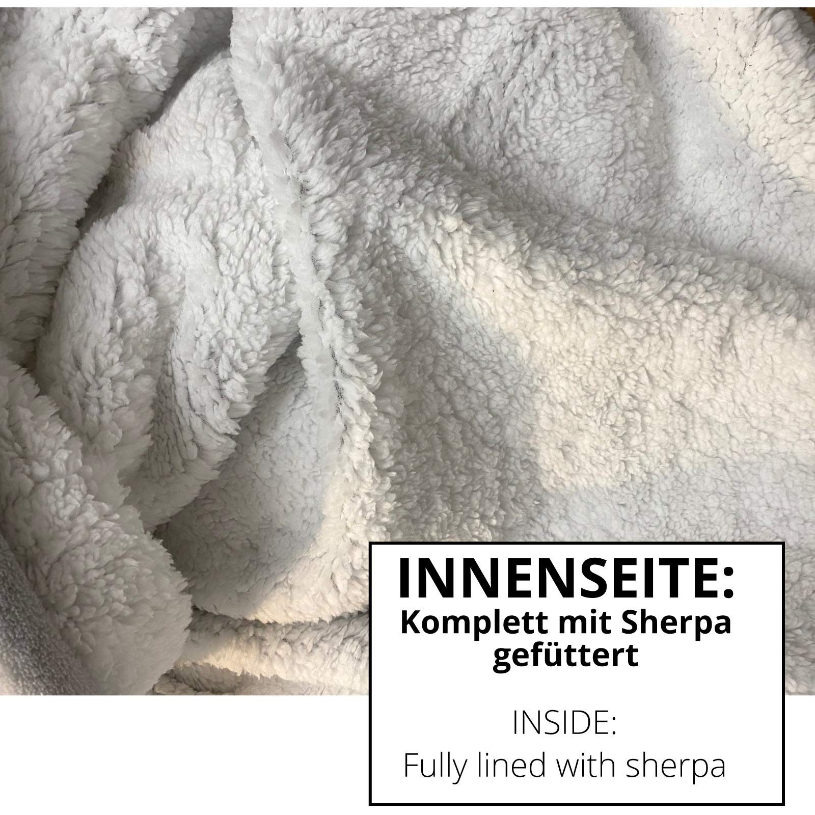 Wohndecke HOMELEVEL Sherpa Ärmeldecke Kuscheldecke Hellgrau 200x150 cm, HOMELEVEL – Bild 4 von 4